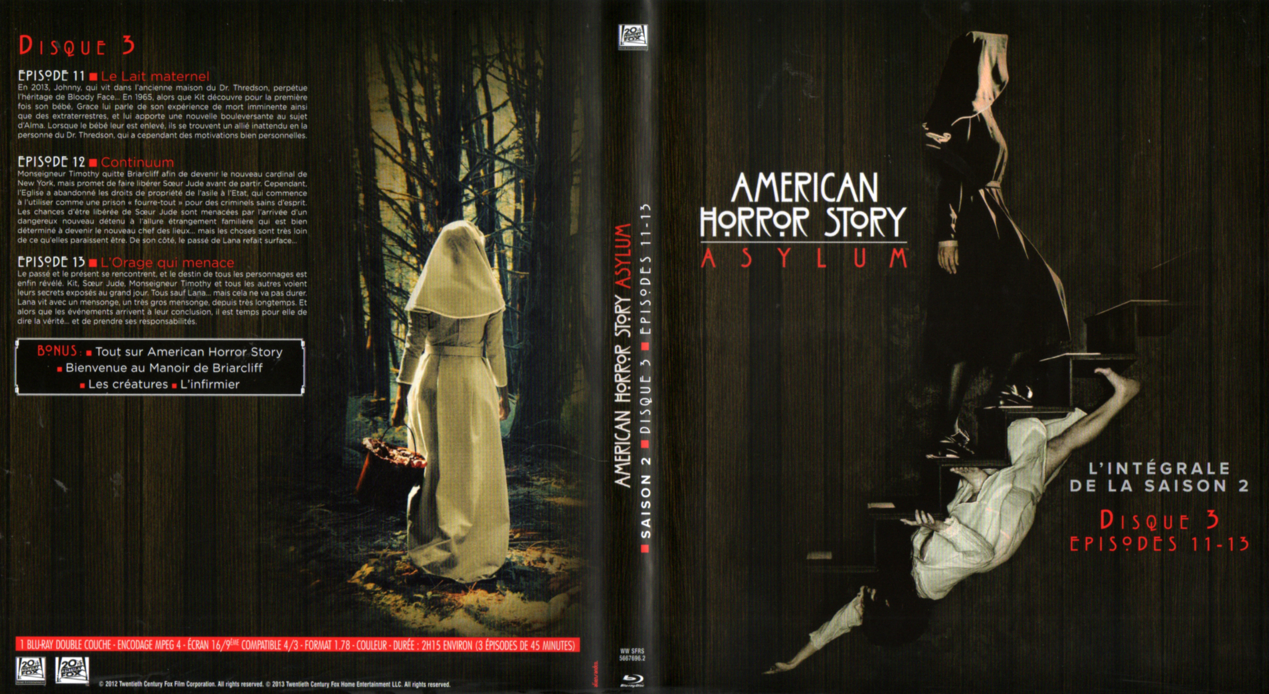 Jaquette DVD American horror story Saison 2 DISC 2 (BLU-RAY)