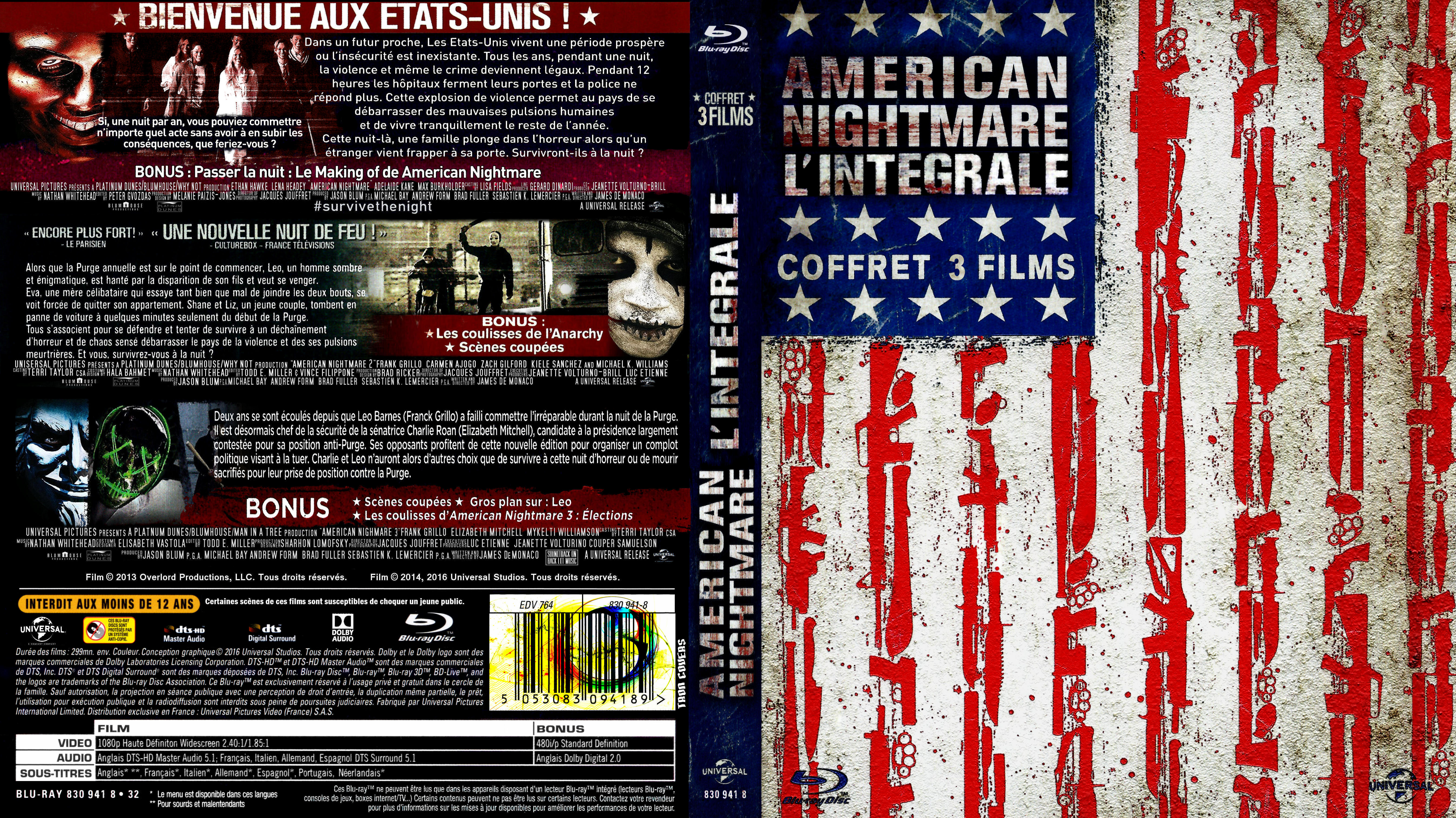 Jaquette DVD American nightmare trilogie custom (BLU-RAY)