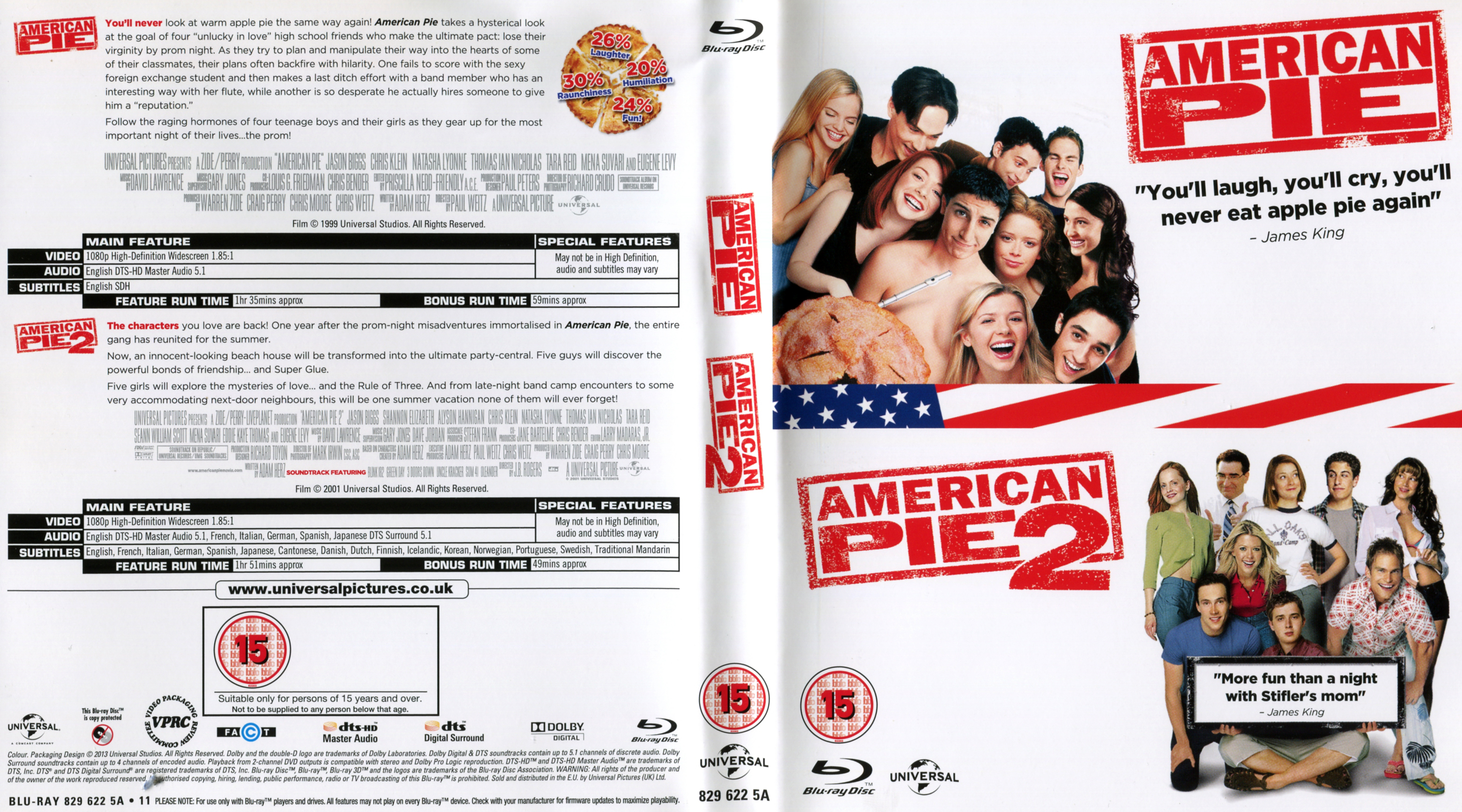 Jaquette DVD American pie 1 - 2 (BLU-RAY)