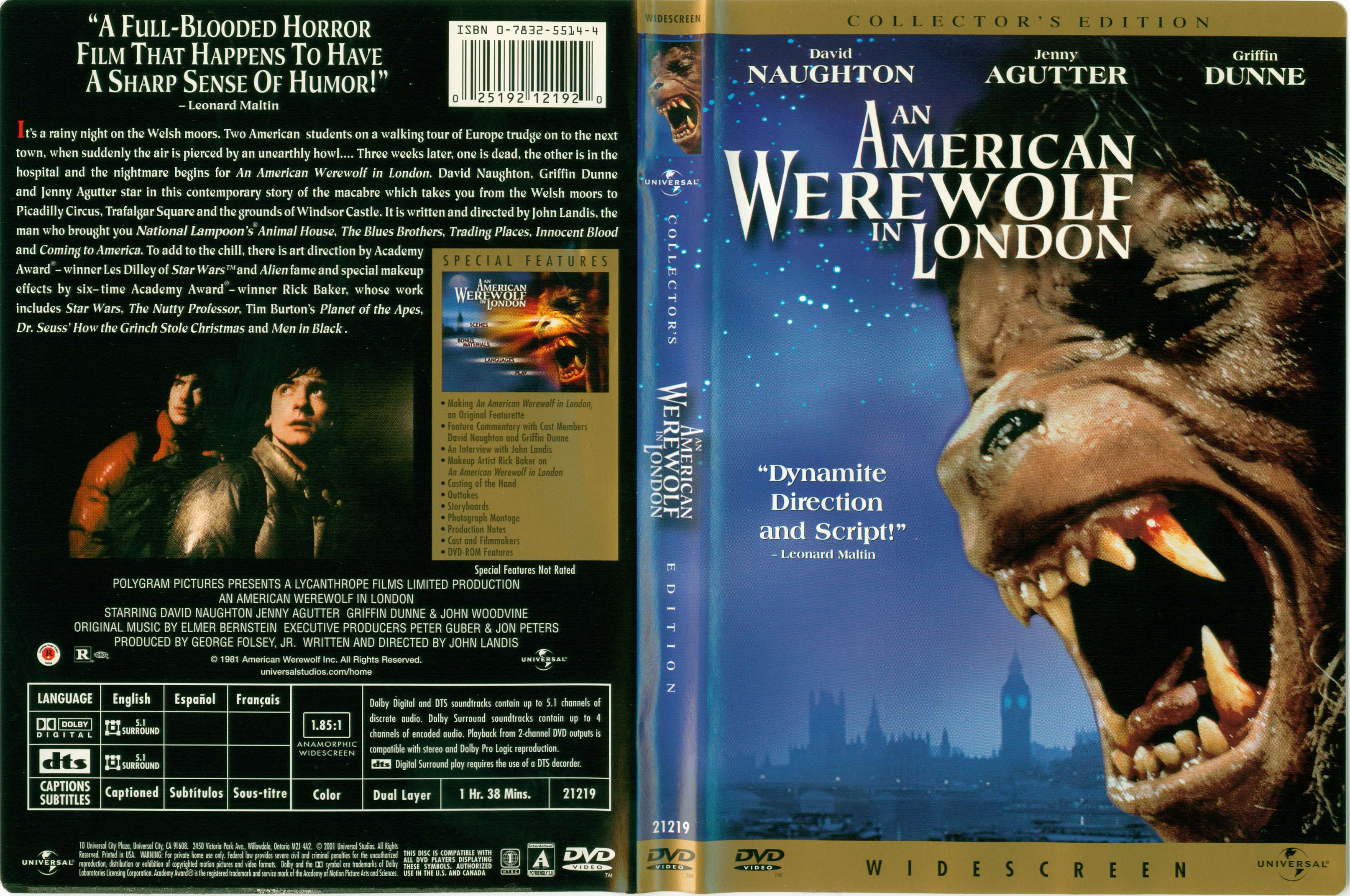 Jaquette DVD An american wherewolf in London Zone 1