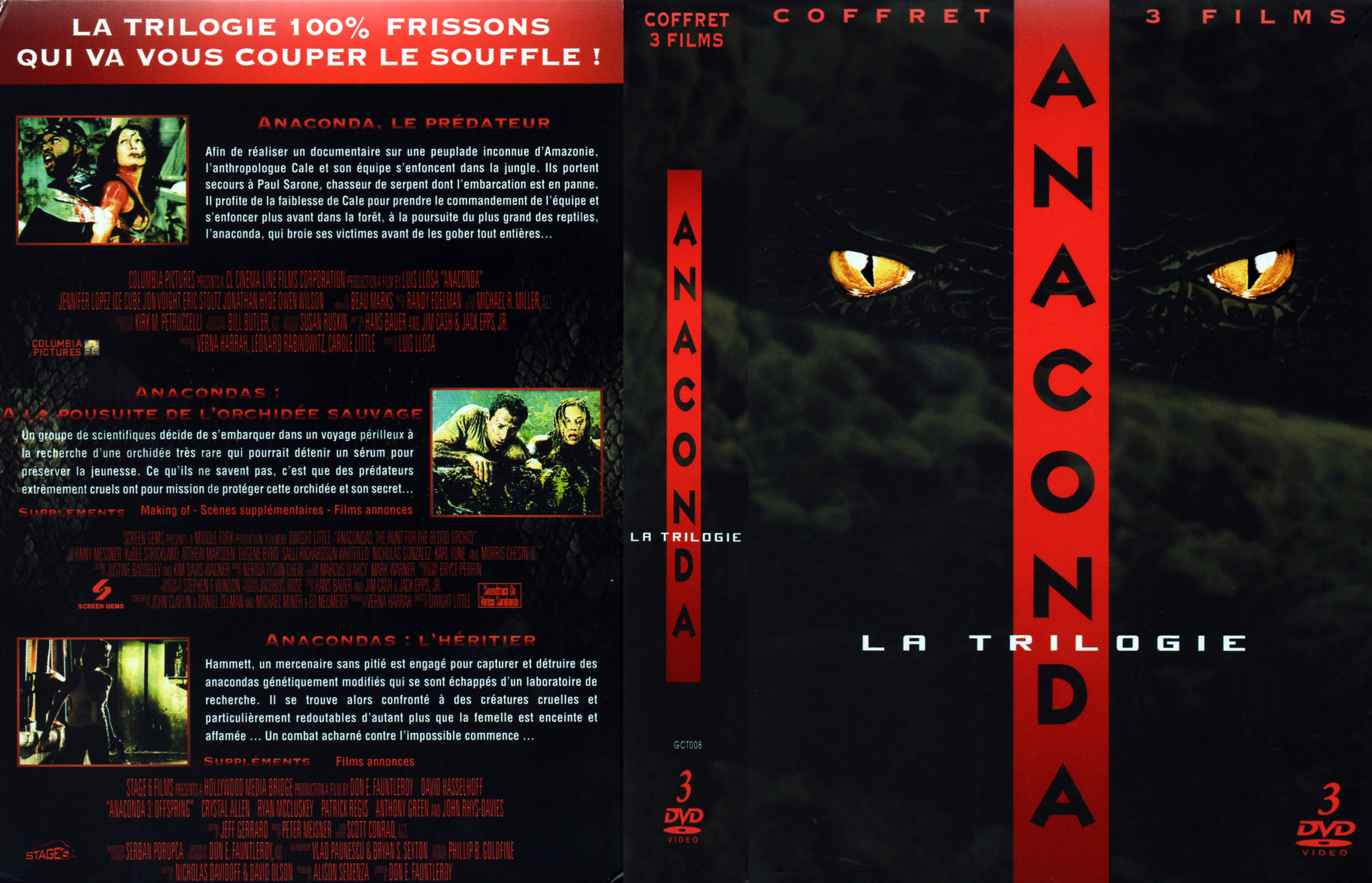 Jaquette DVD Anaconda Trilogie COFFRET