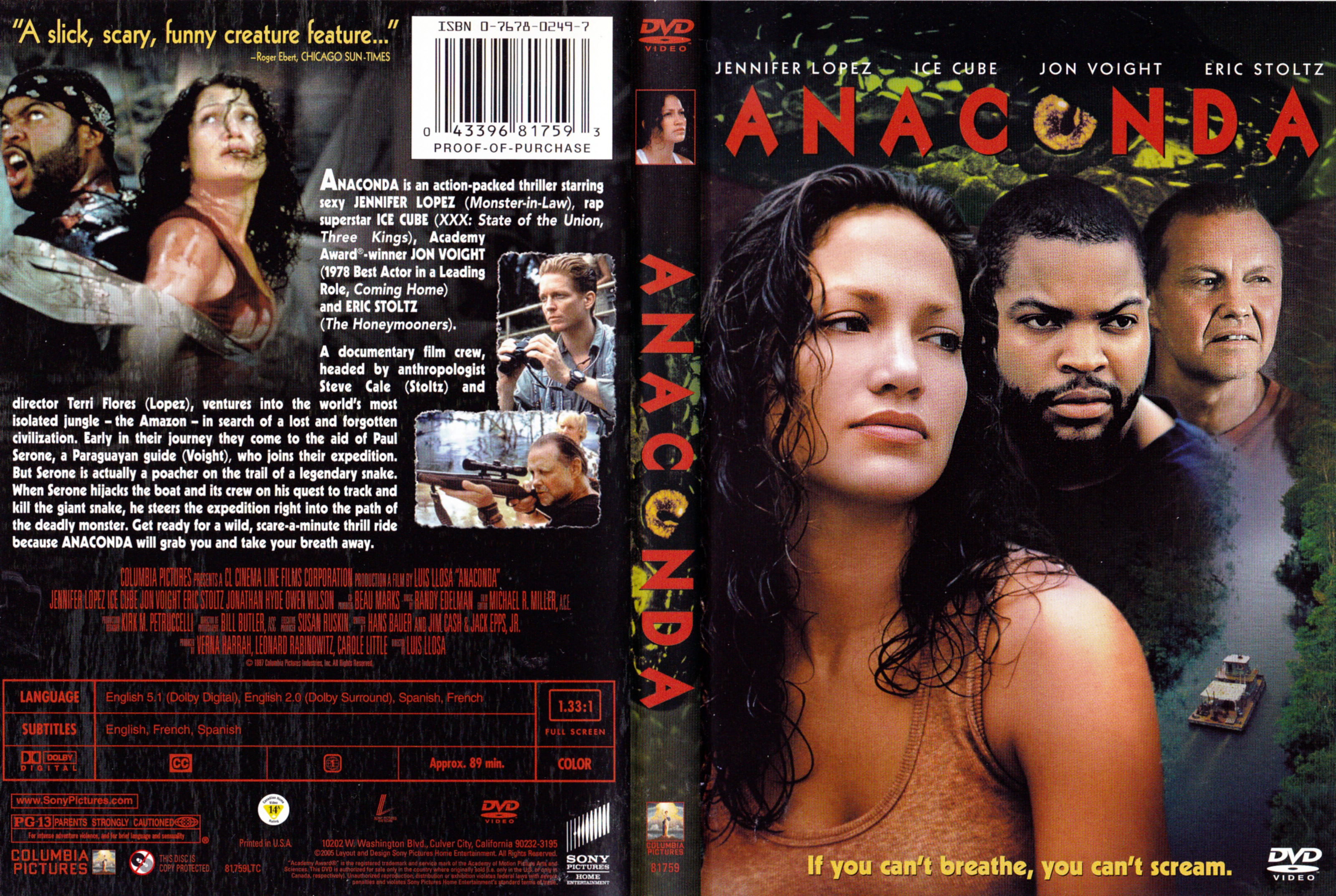 Jaquette DVD Anaconda (Canadienne)