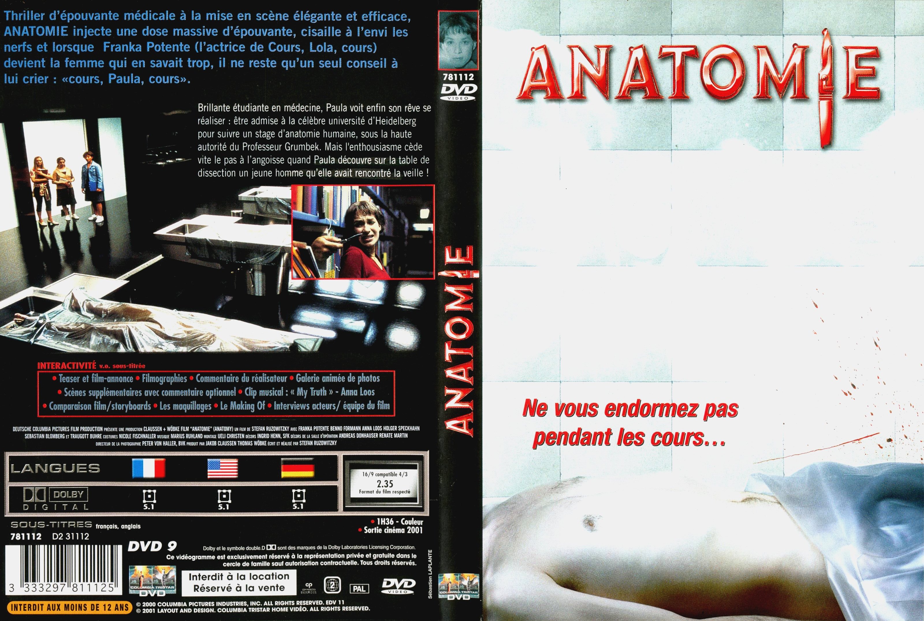 Jaquette DVD Anatomie v3