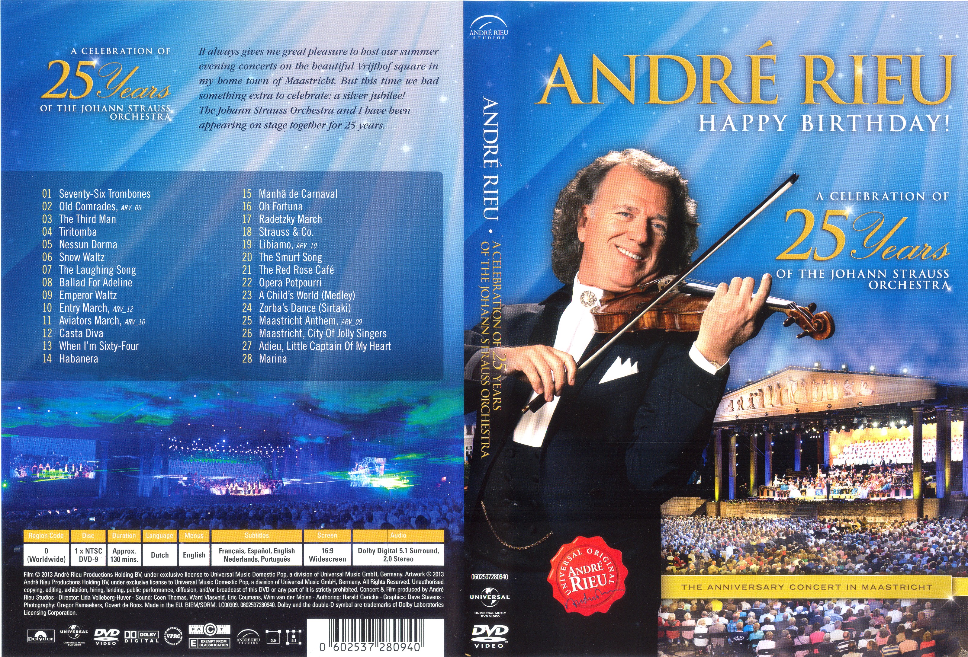 Jaquette DVD Andr Rieu Happy Birthday 25 ans