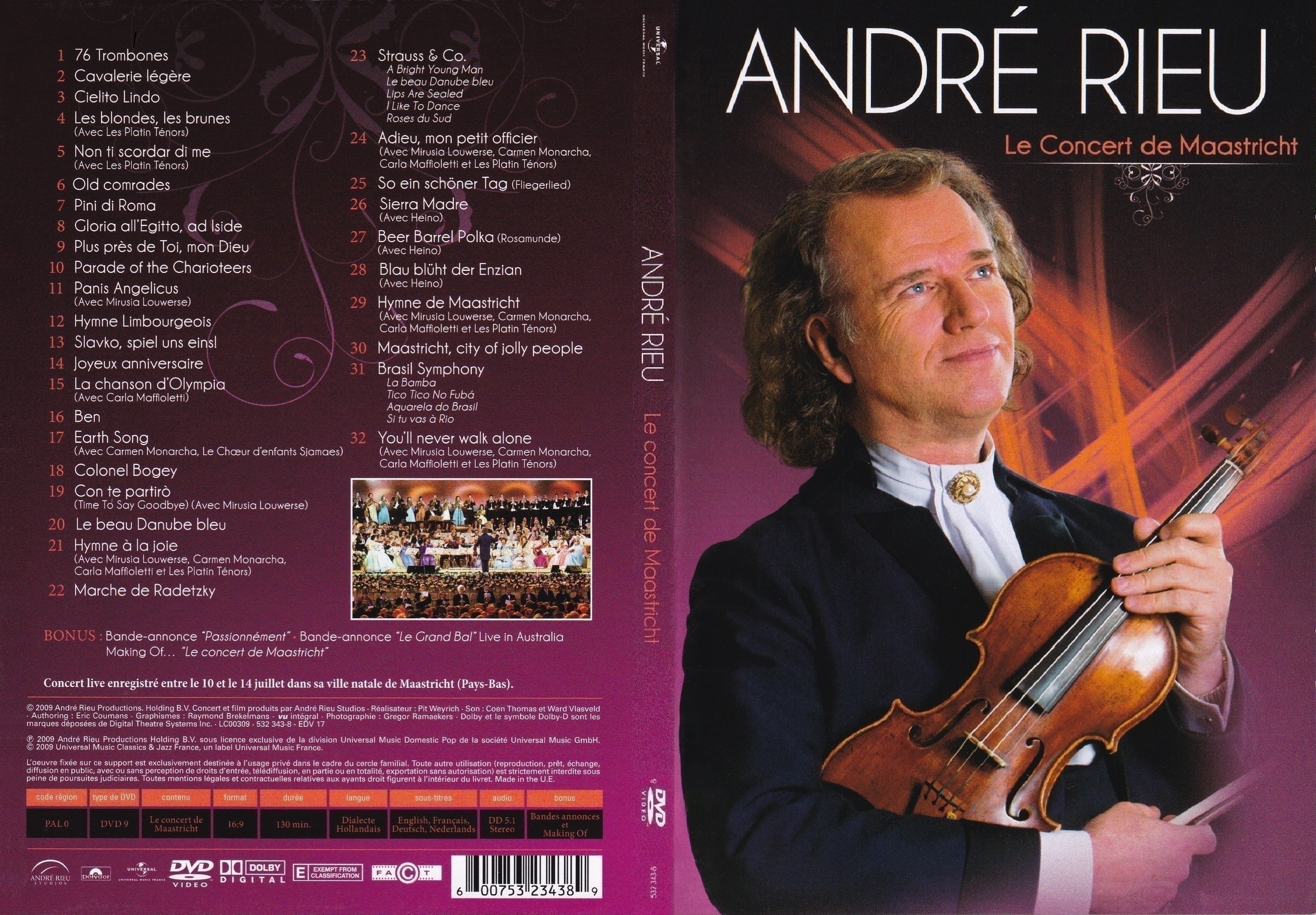 Jaquette DVD Andre Rieu Le Concert de Maastricht
