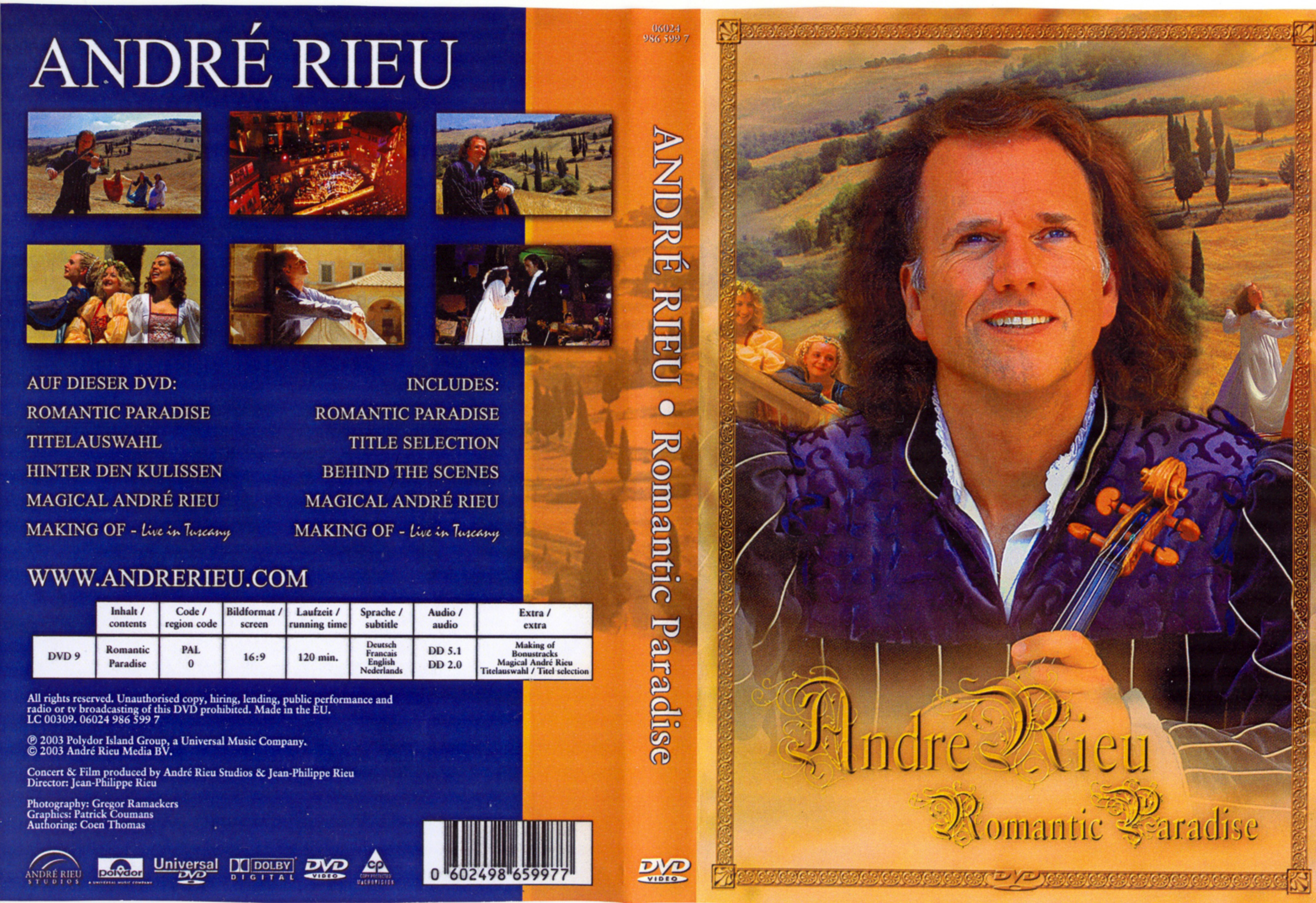 Jaquette DVD Andr Rieu Romantic Paradise