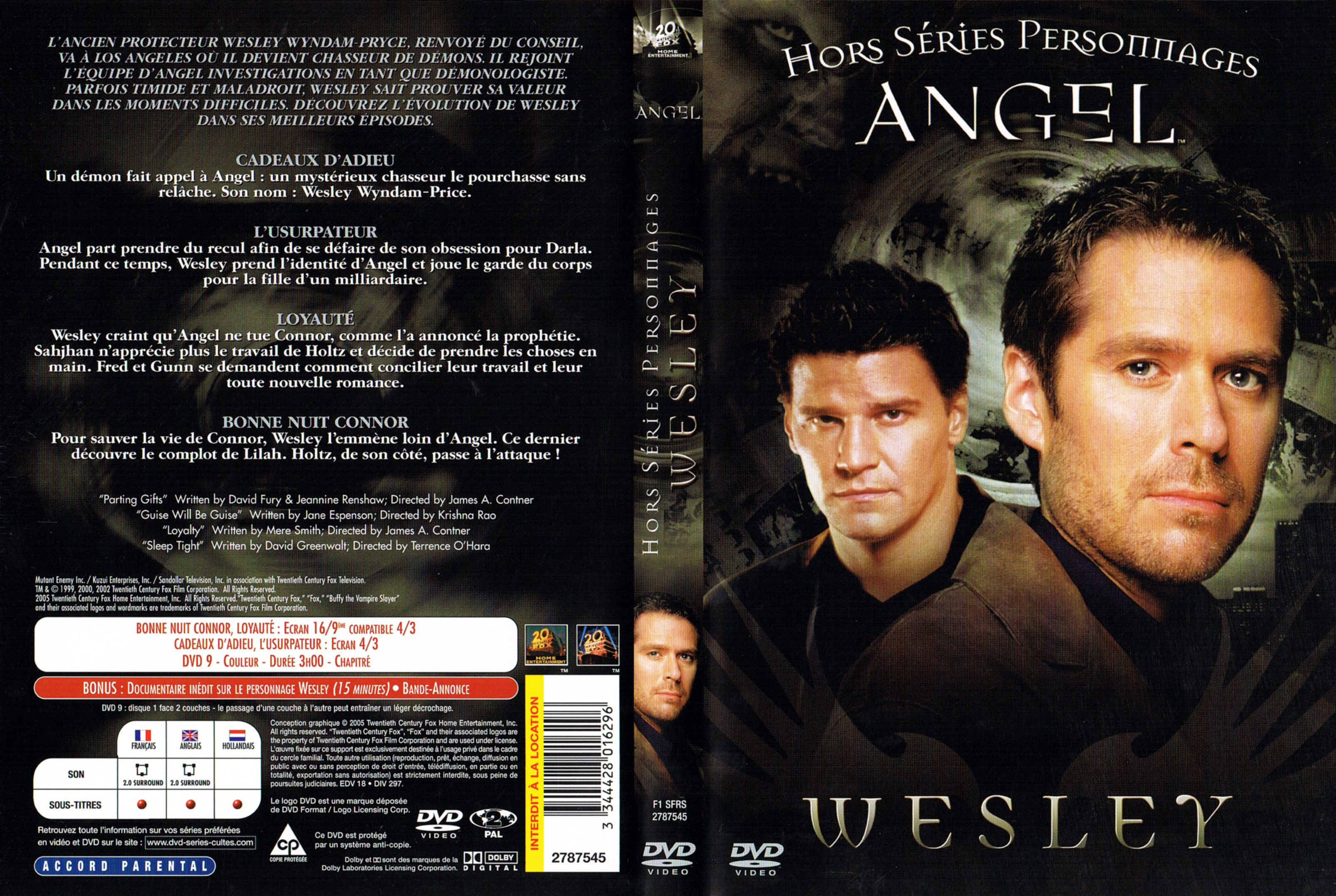 Jaquette DVD Angel Hors Series Personnages Wesley