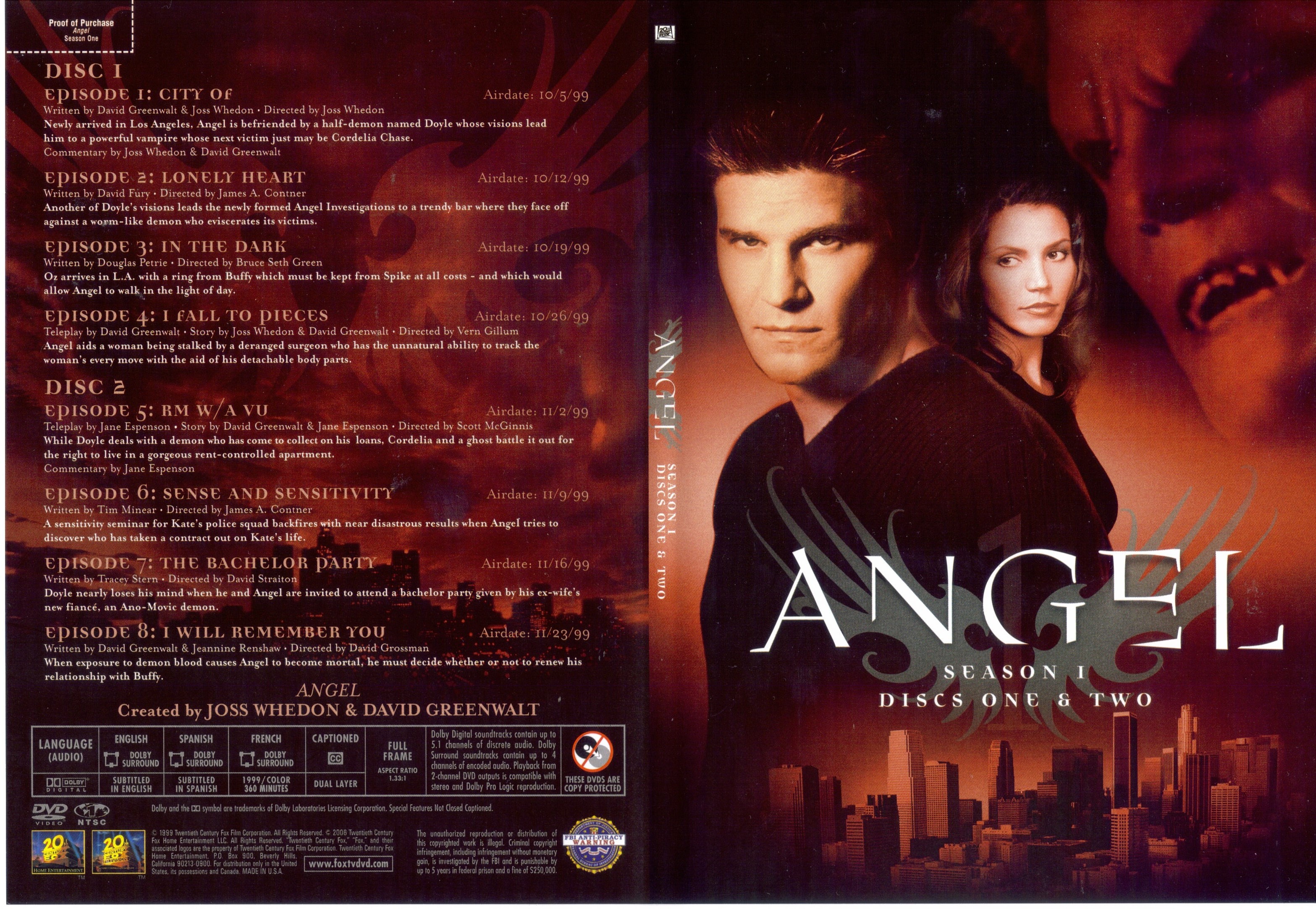 Jaquette DVD Angel Saison 1 DVD 1 (Canadienne)