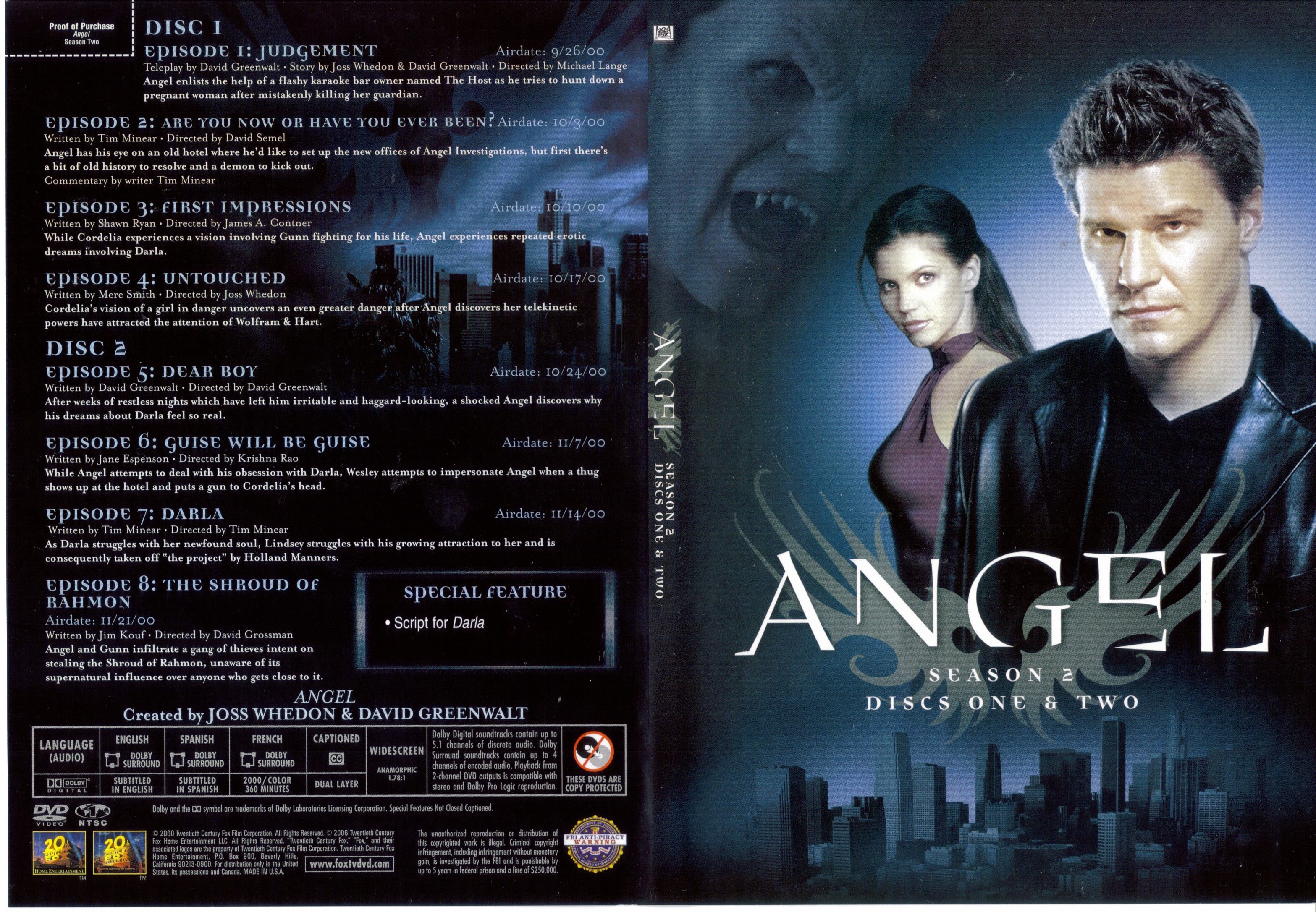 Jaquette DVD Angel Saison 2 DVD 1 (Canadienne)