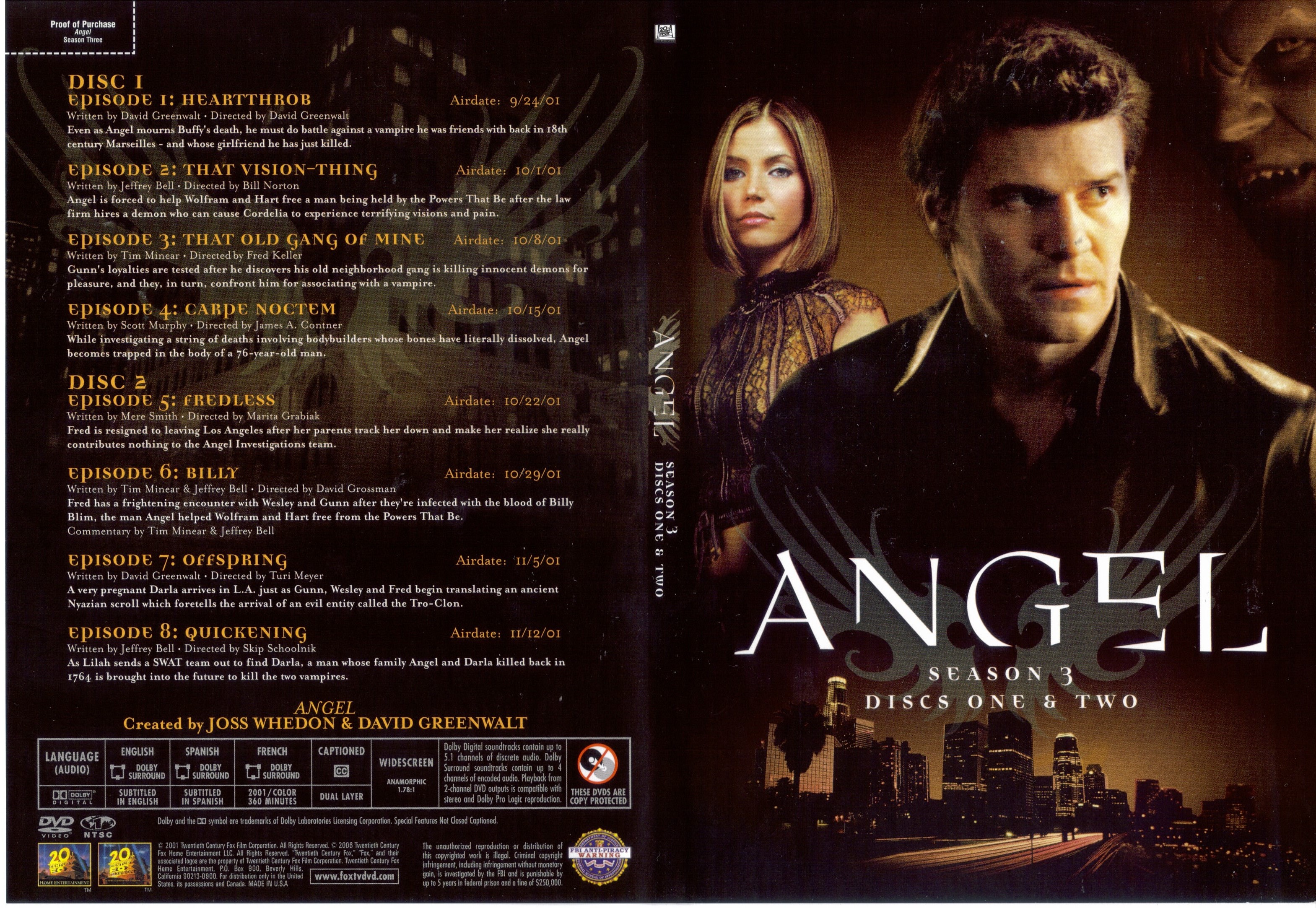 Jaquette DVD Angel Saison 3 DVD 1 (Canadienne)