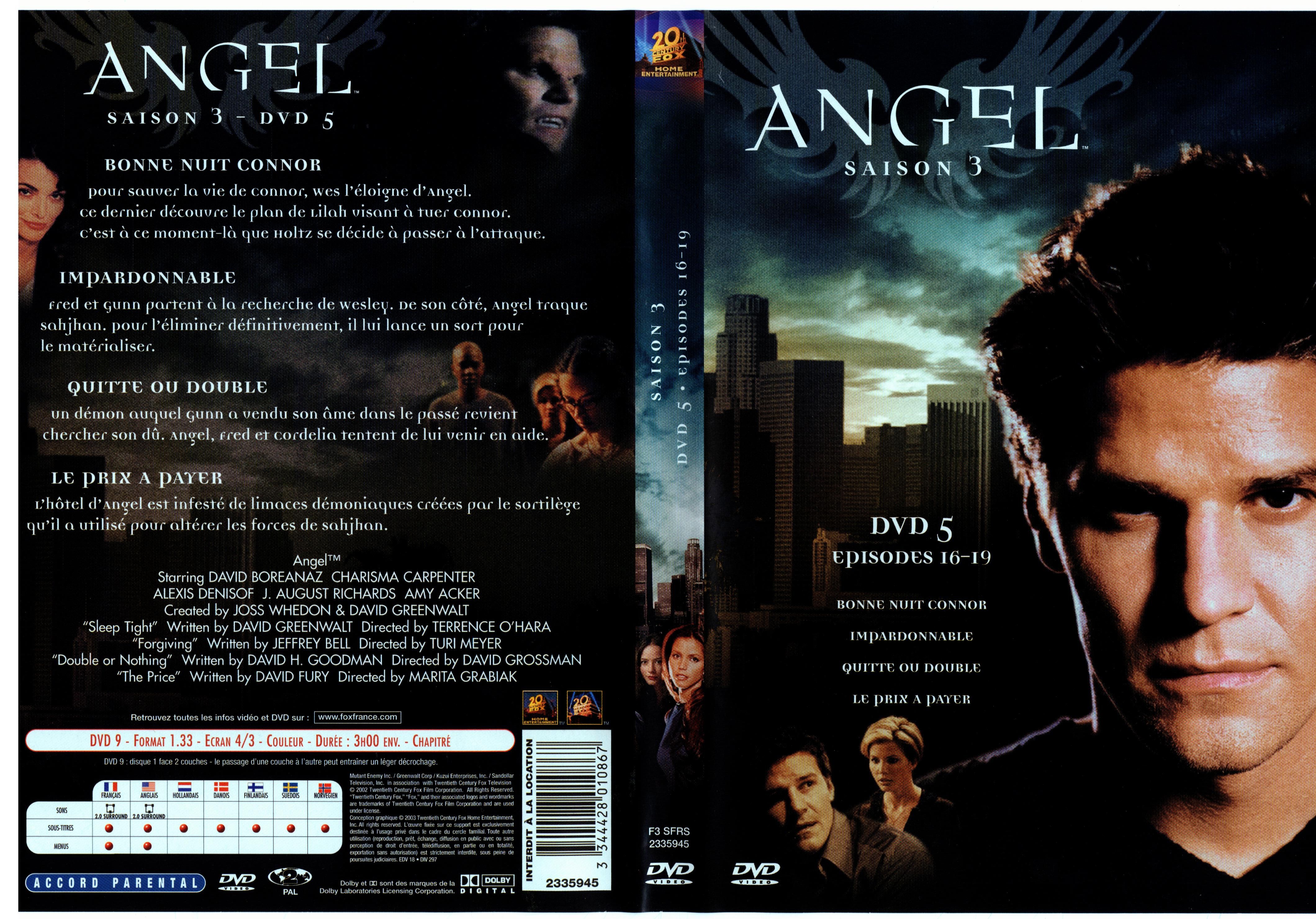 Jaquette DVD Angel Saison 3 dvd 5