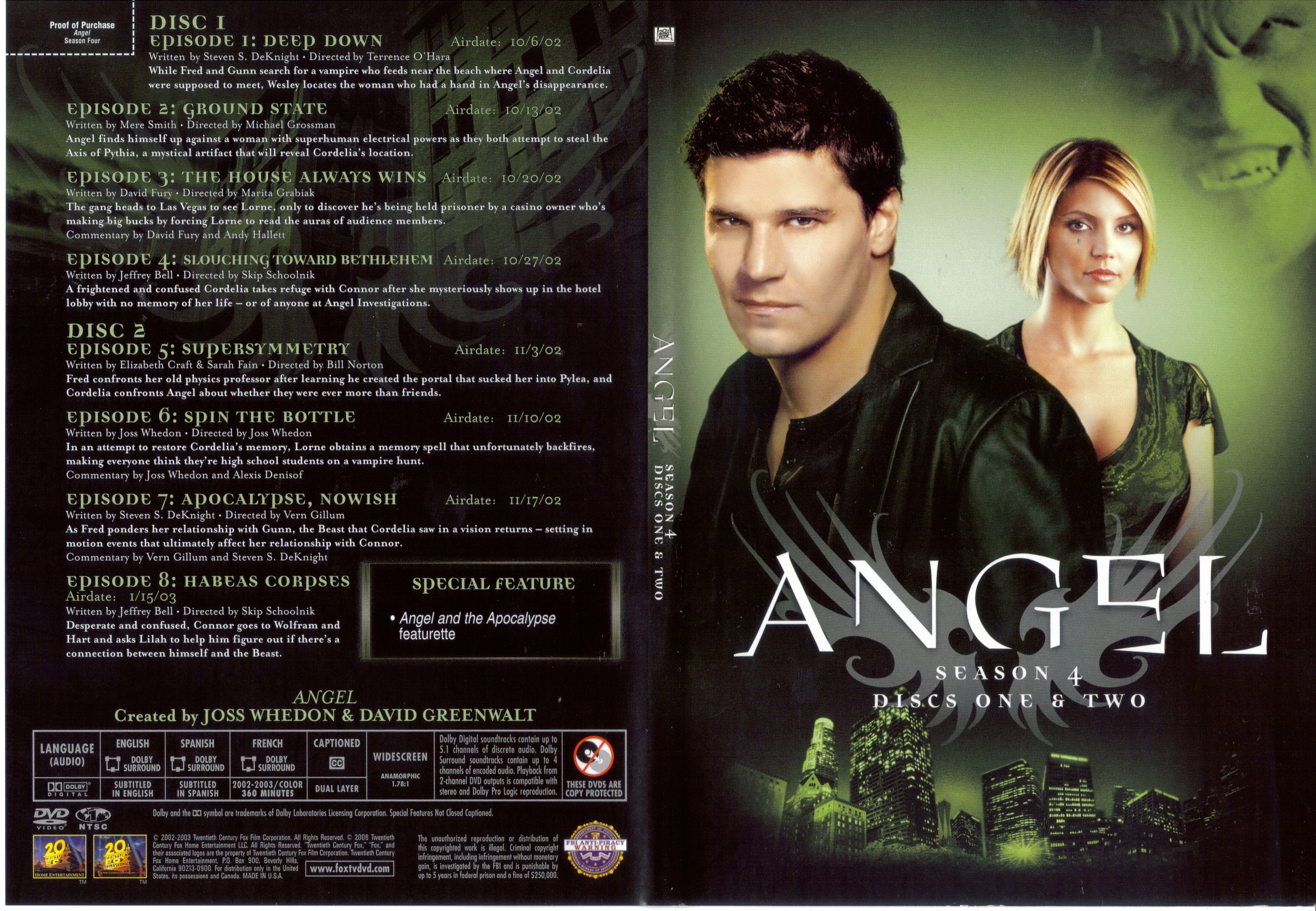Jaquette DVD Angel Saison 4 DVD 1 (Canadienne)