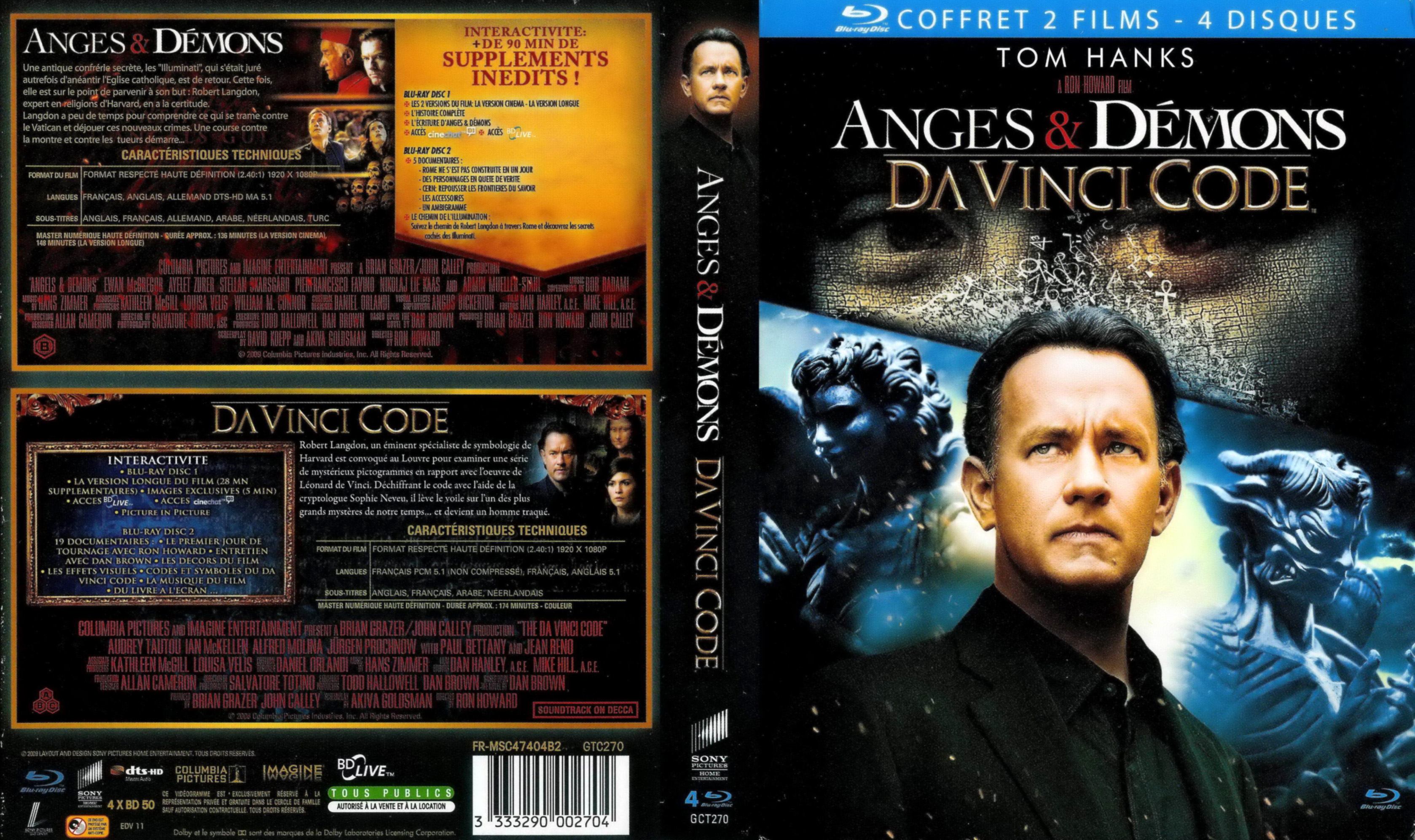 Jaquette DVD Anges et dmons et Da vinci code COFFRET (BLU-RAY)