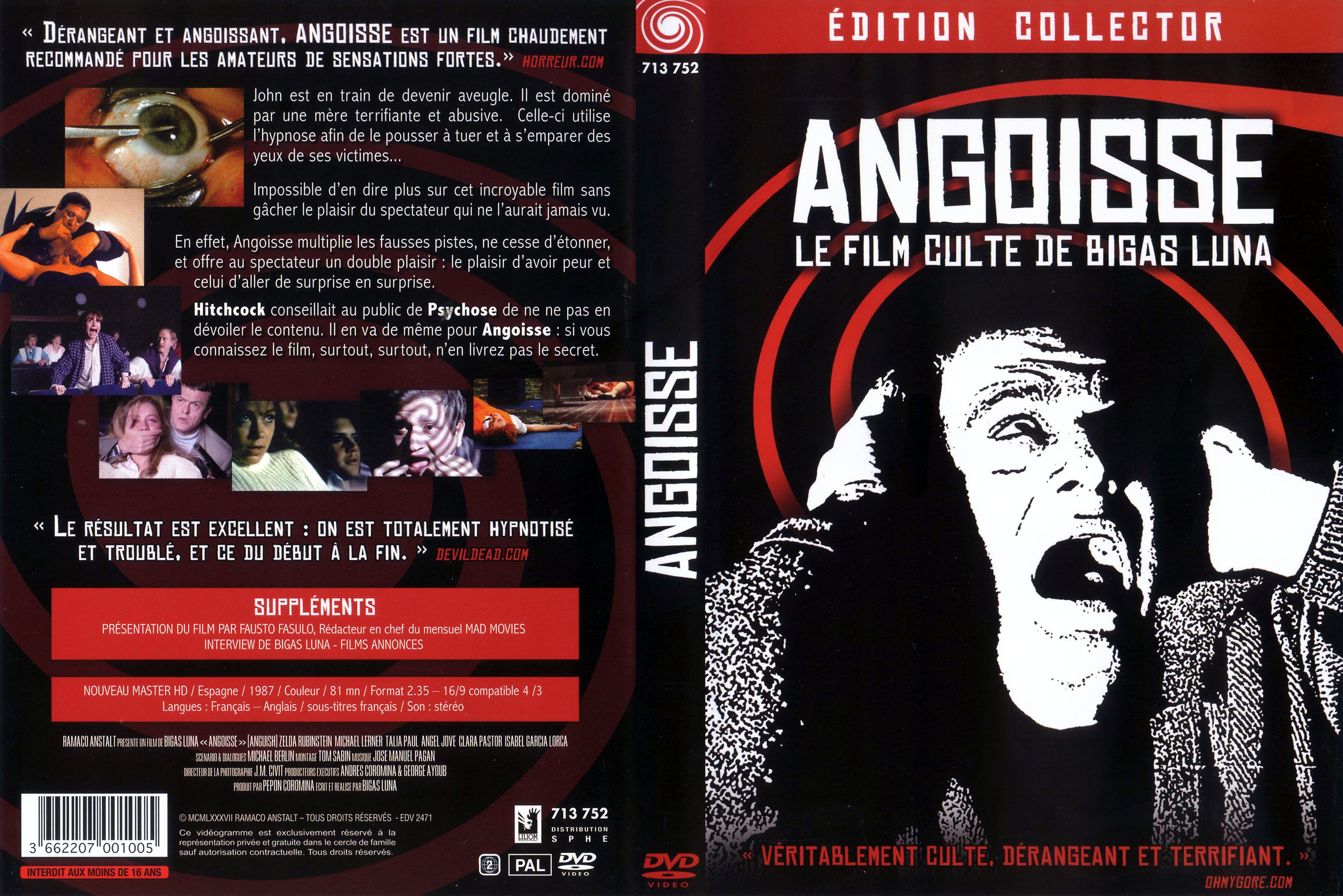 Jaquette DVD Angoisse (1987)