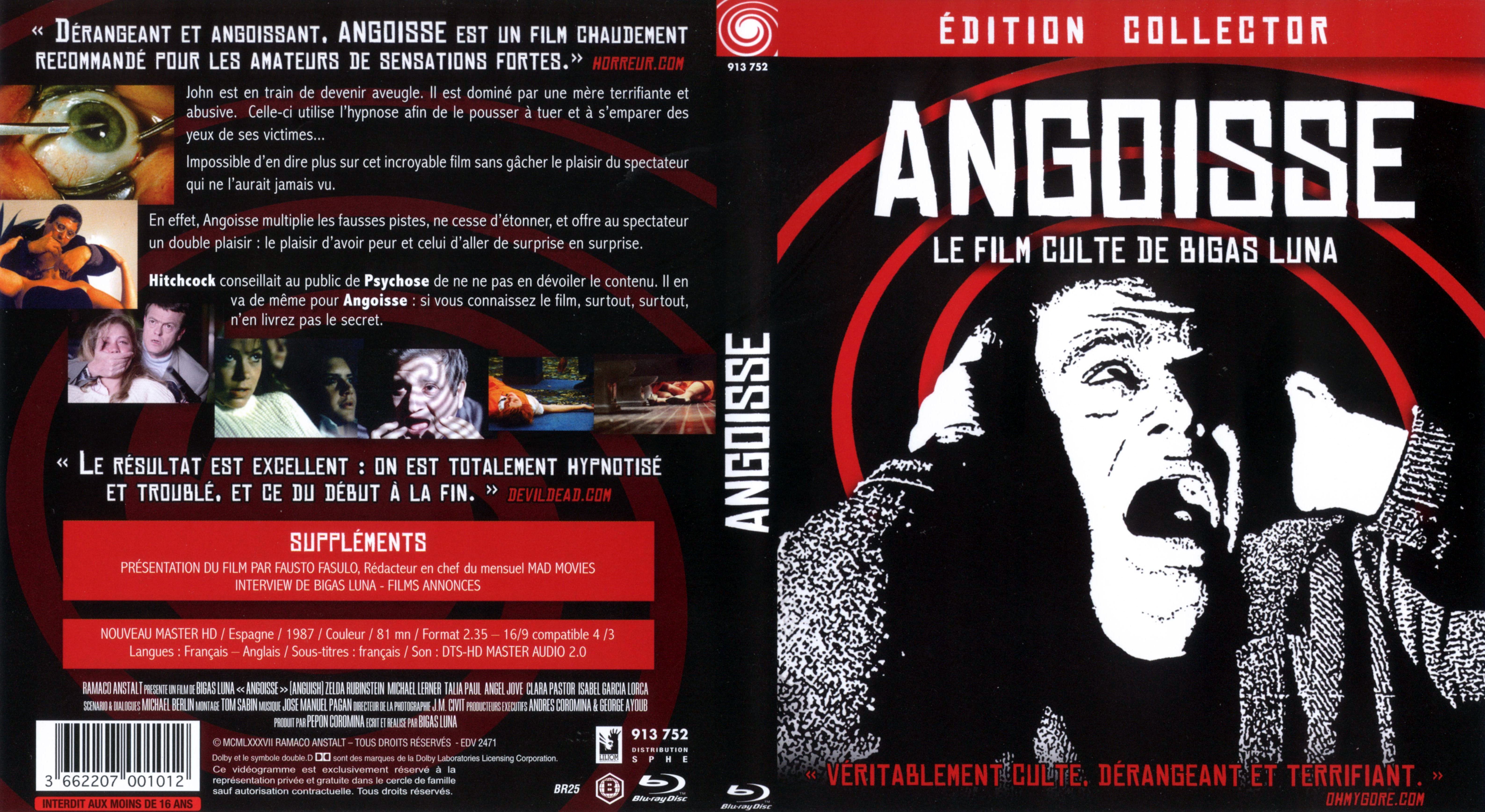 Jaquette DVD Angoisse (1987) (BLU-RAY)