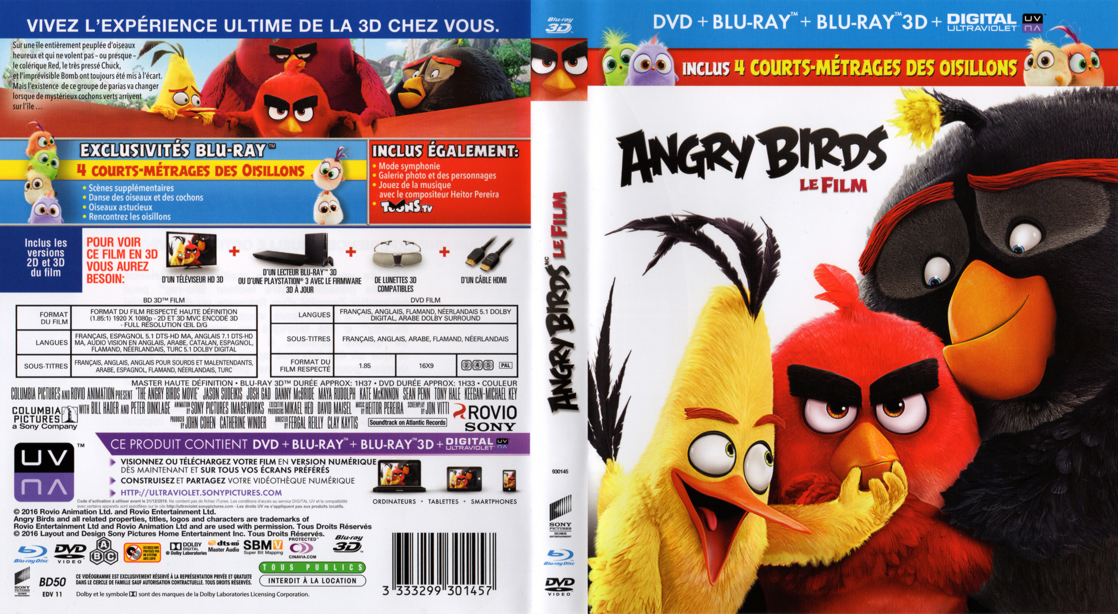 Jaquette DVD Angry Birds Le film 3D (BLU-RAY)