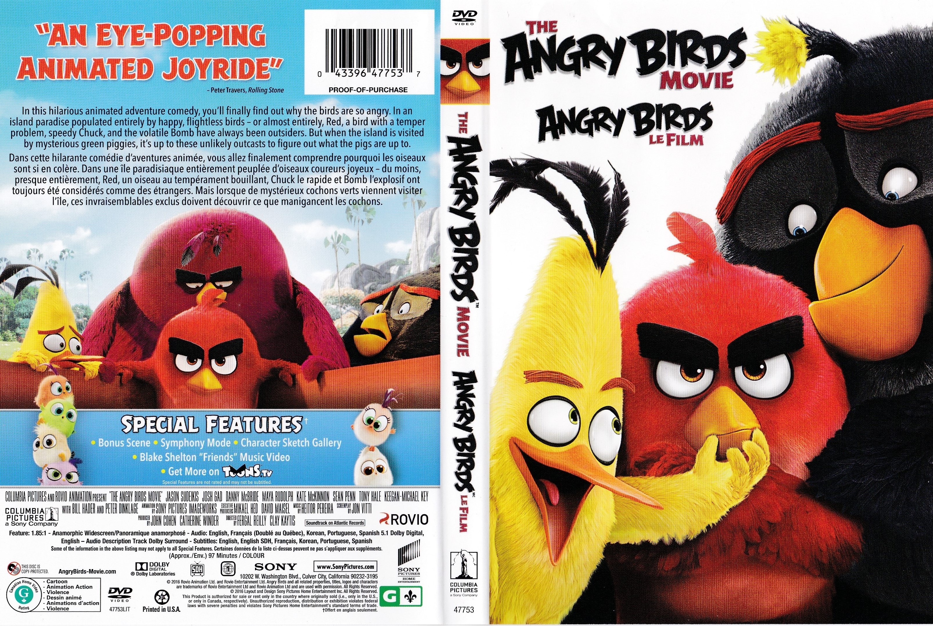 Jaquette DVD Angry birds le film (Canadienne)