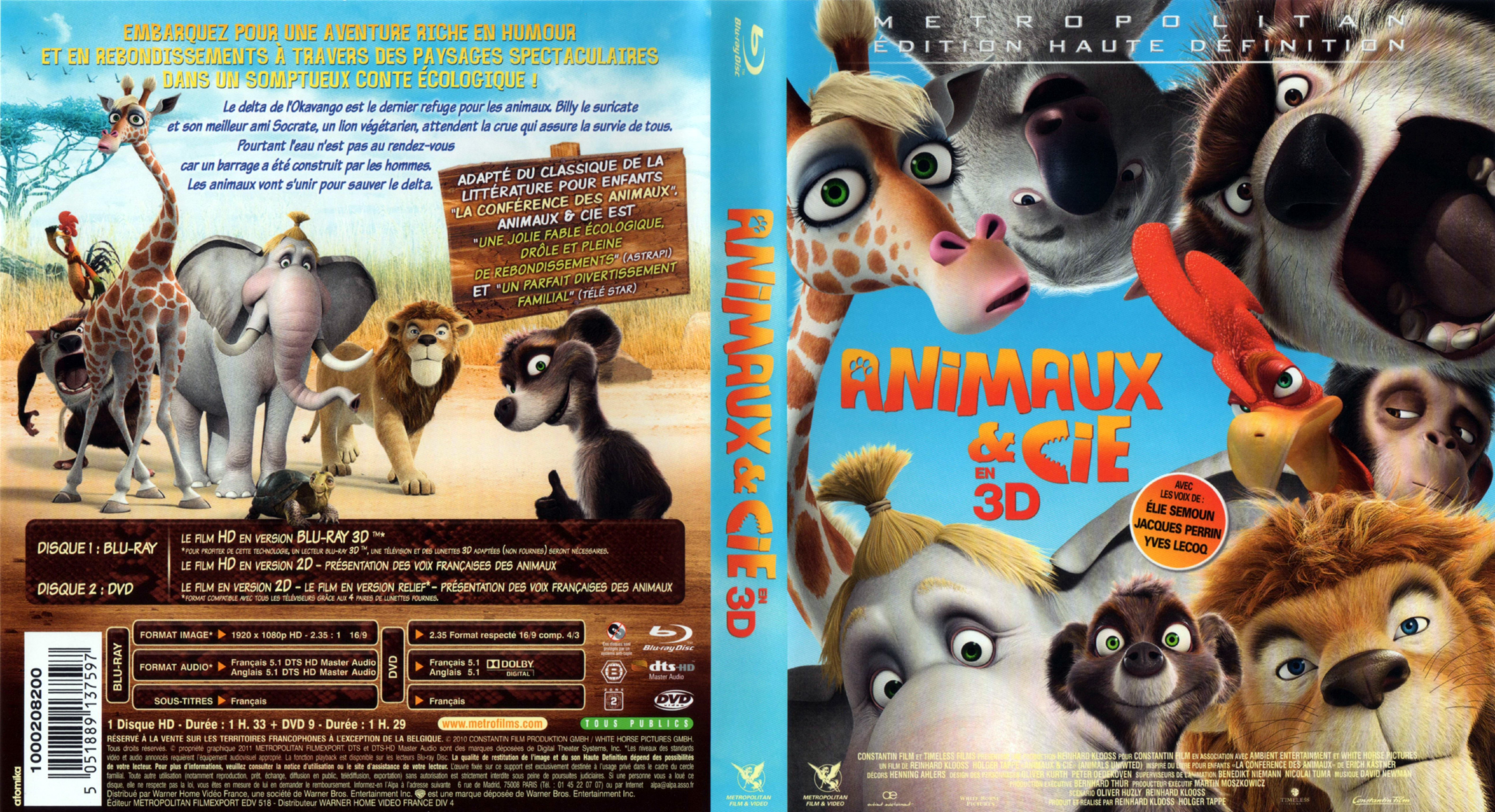 Jaquette DVD Animaux et cie 3D (BLU-RAY)