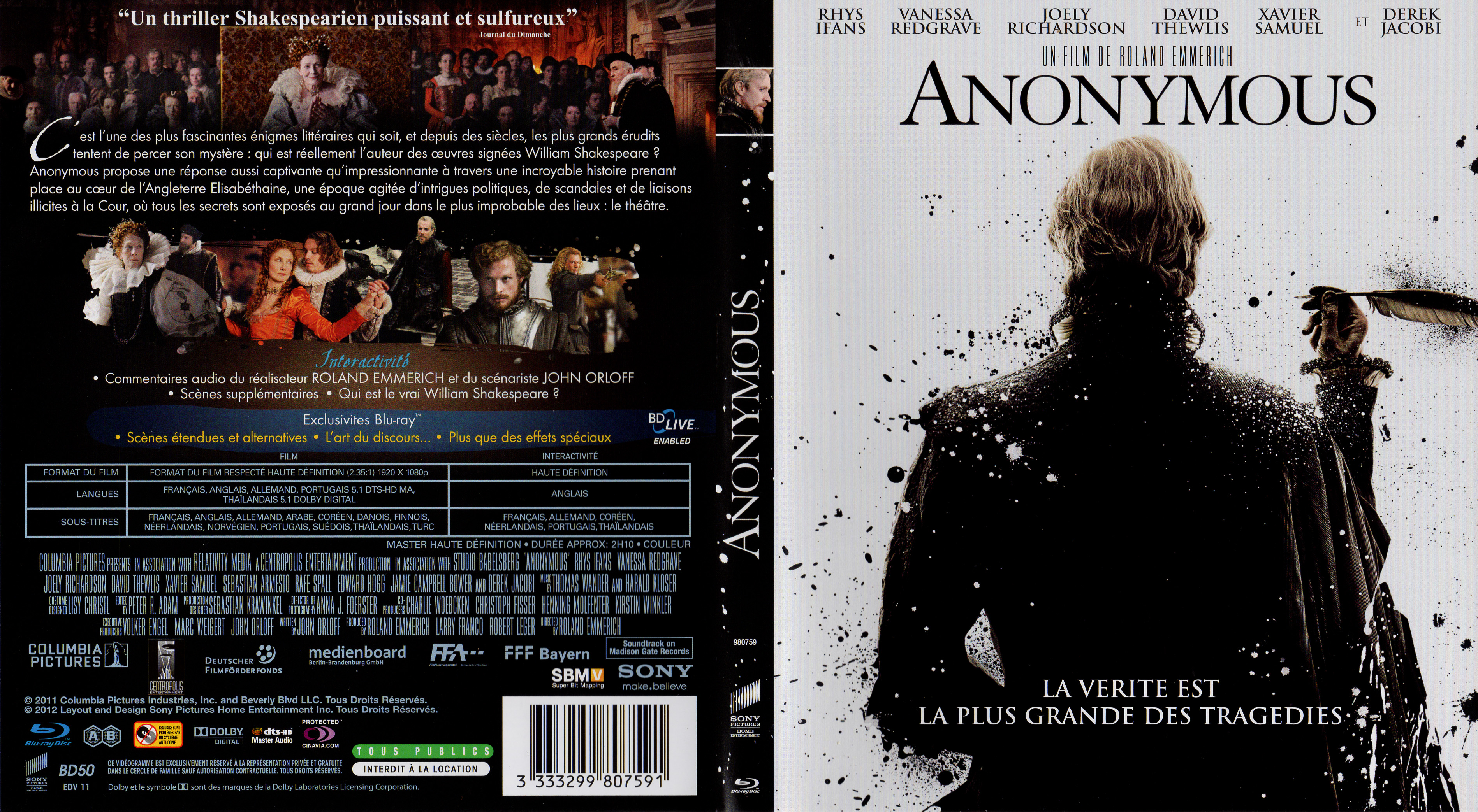 Jaquette DVD Anonymous (BLU-RAY)