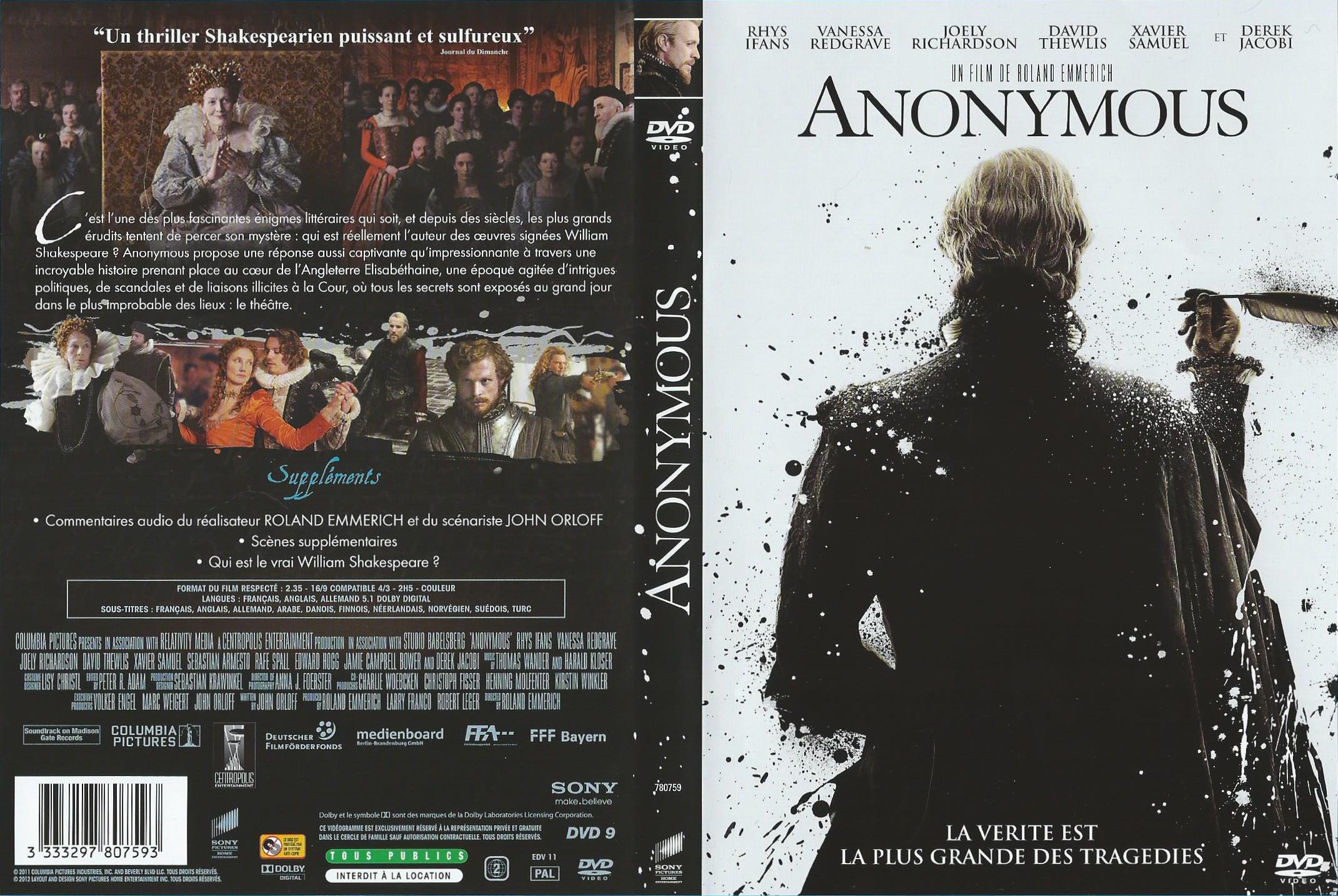 Jaquette DVD Anonymous v2