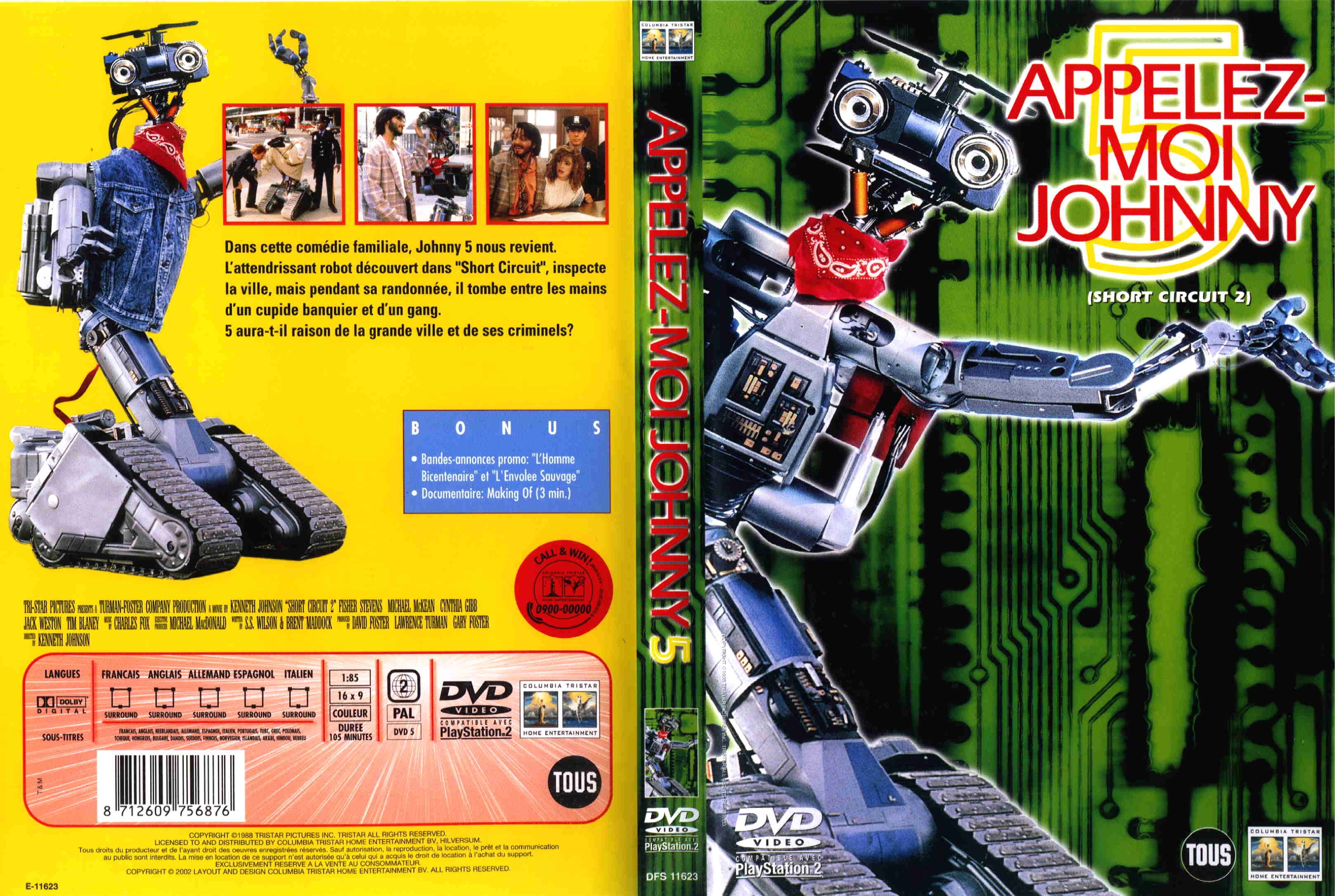 Jaquette DVD Appelez moi Johnny 5 v2