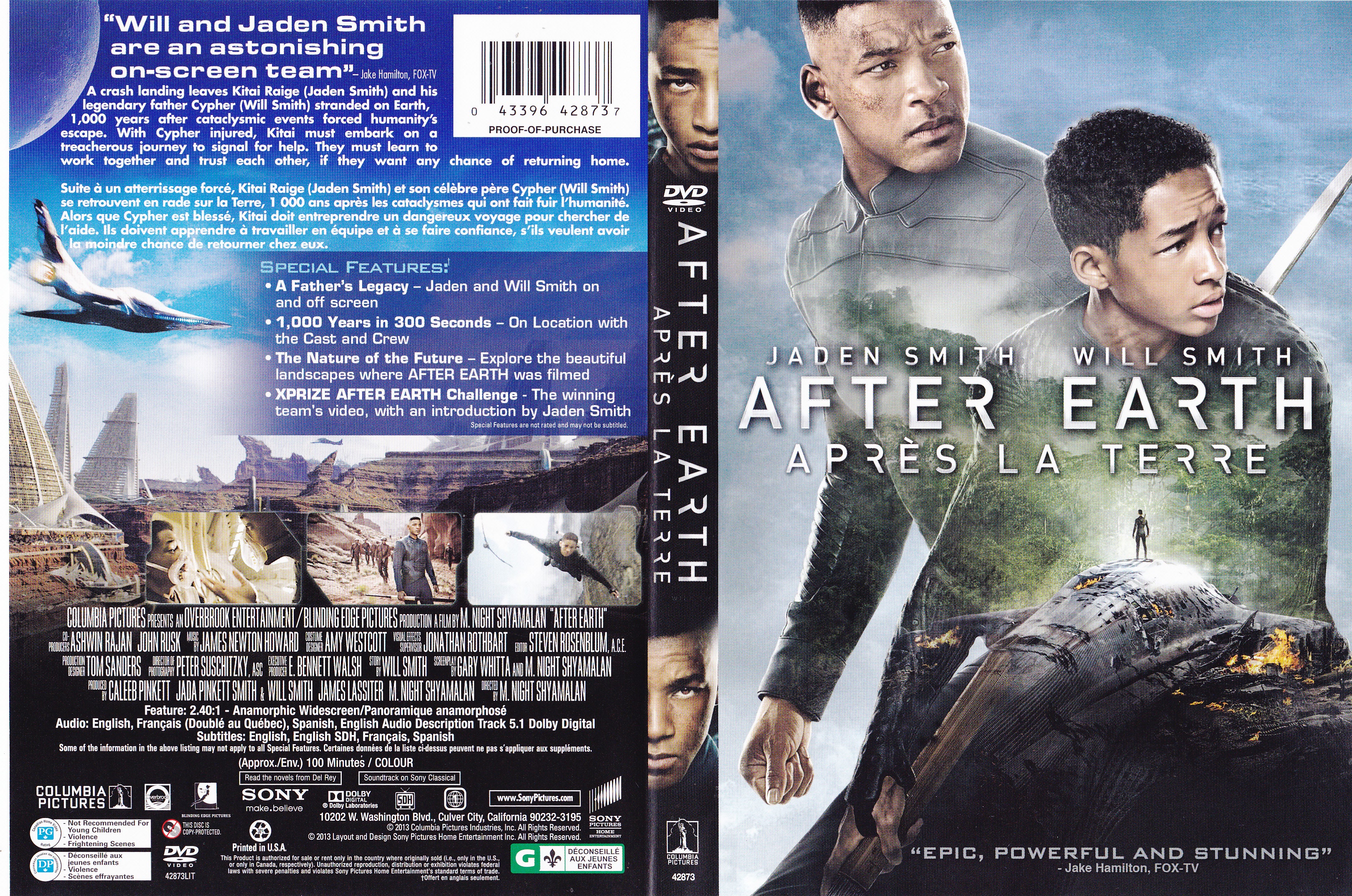 Jaquette DVD Apres la terre - After earth (Canadienne)