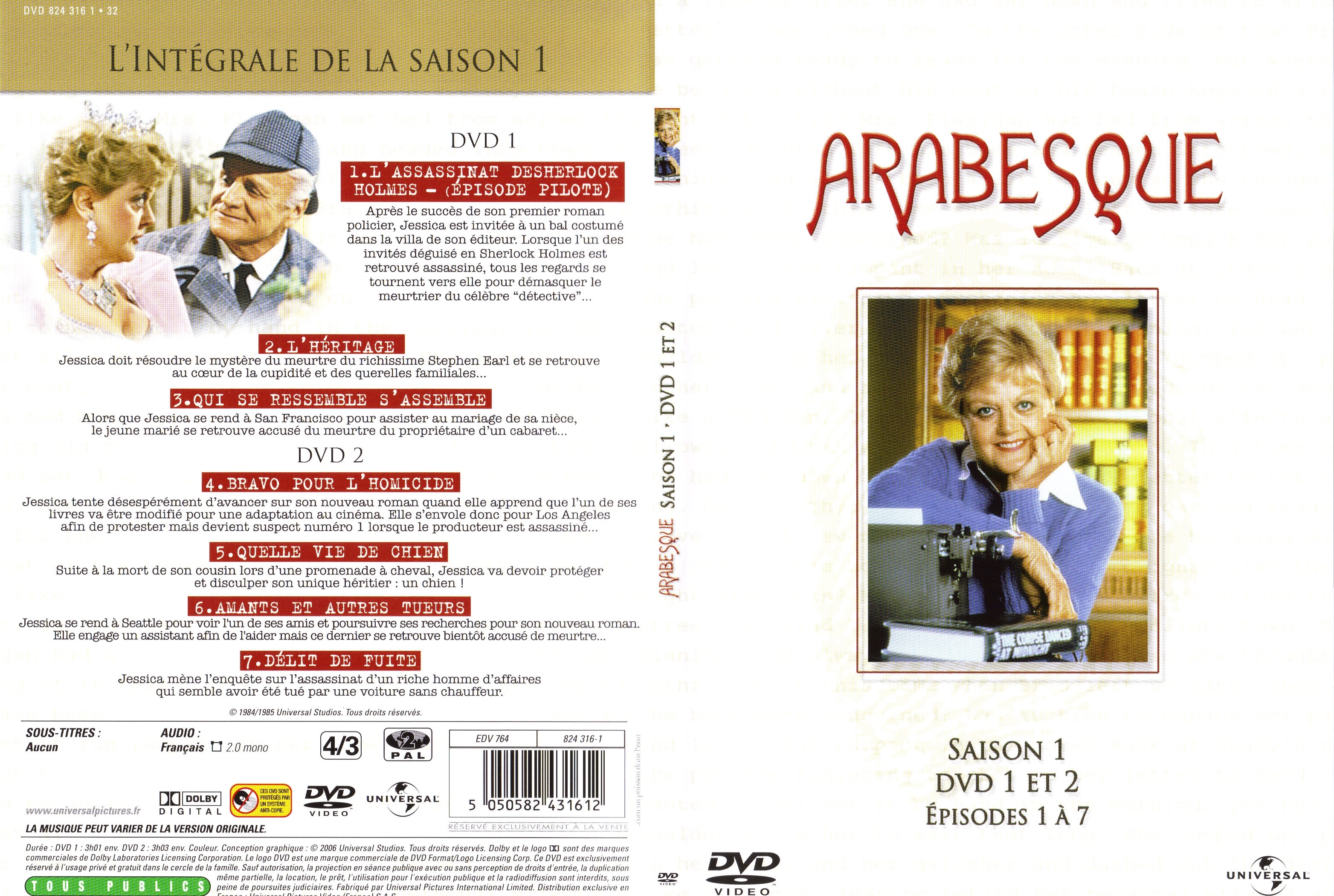 Jaquette DVD Arabesque Saison 1 DVD 1 et 2