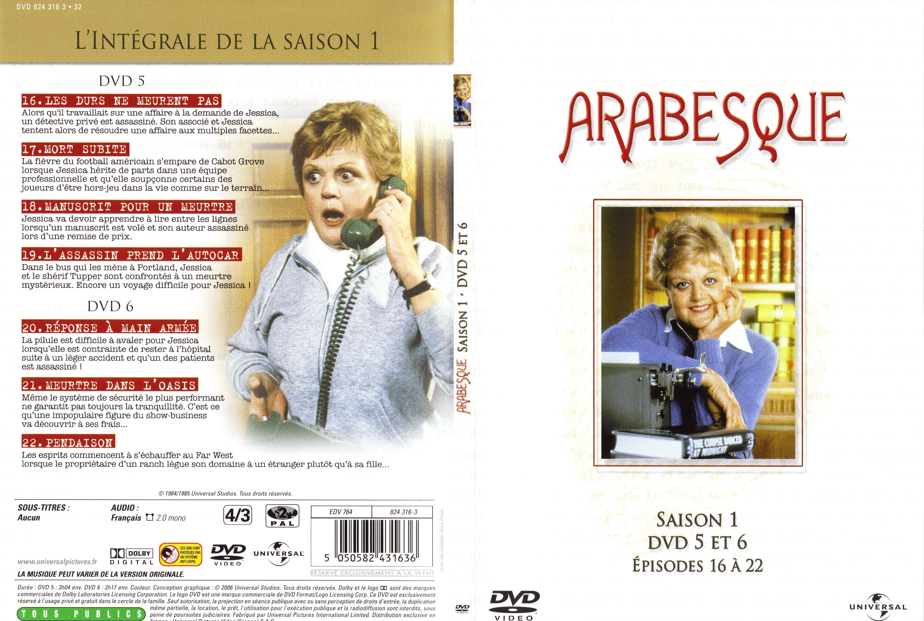 Jaquette DVD Arabesque Saison 1 DVD 5 et 6
