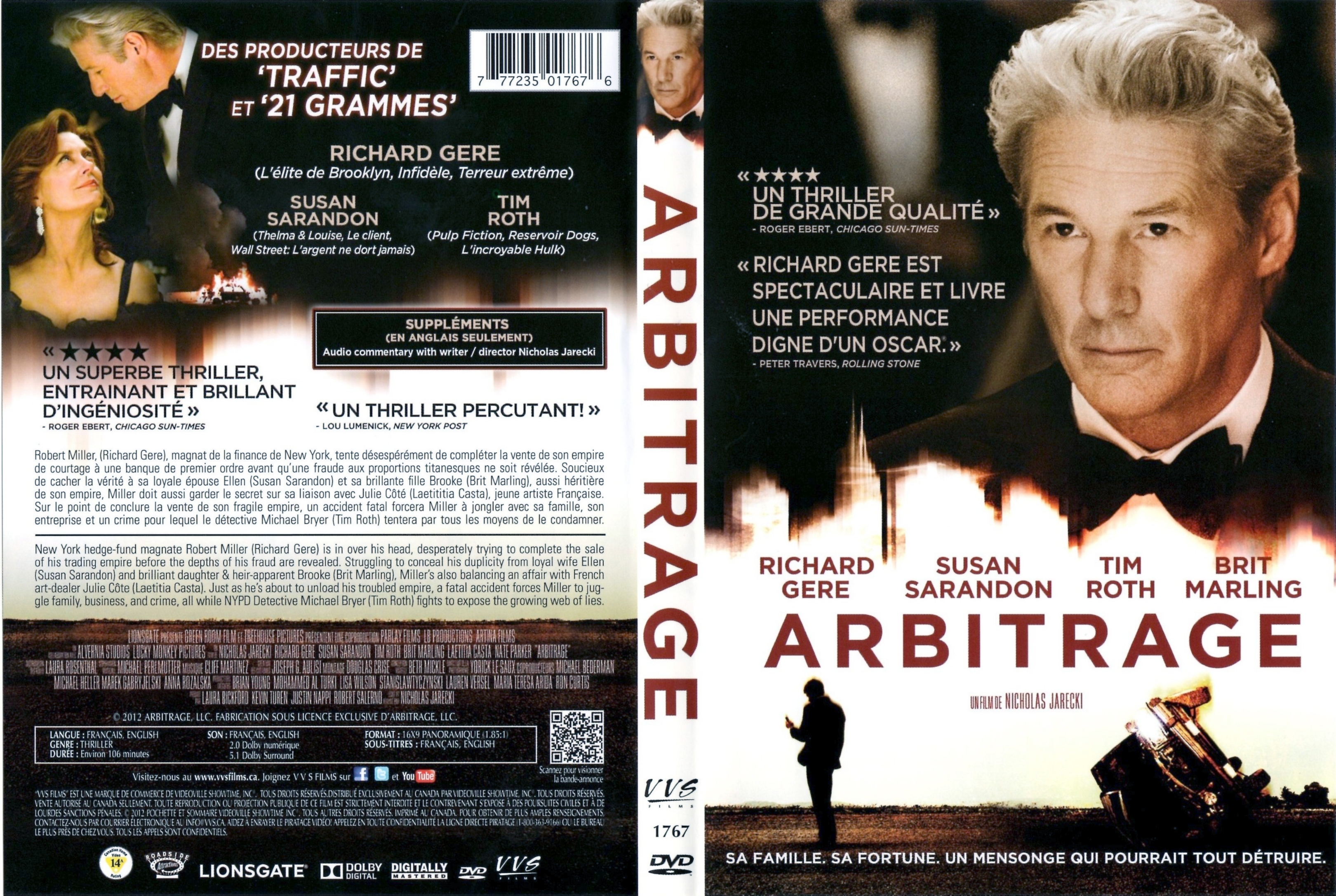 Jaquette DVD Arbitrage (Canadienne)