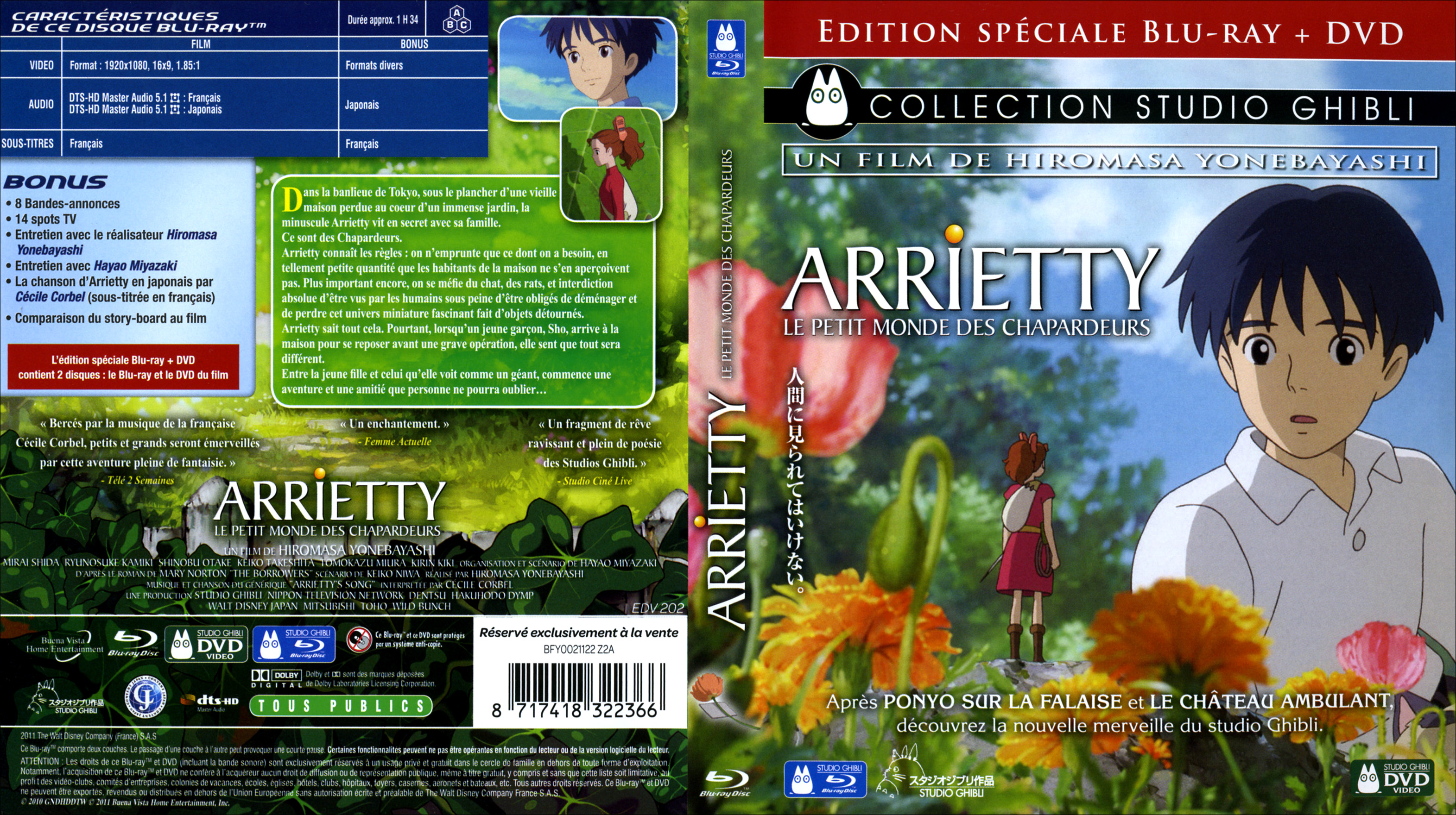 Jaquette DVD Arrietty Le petit monde des chapardeurs (BLU-RAY)
