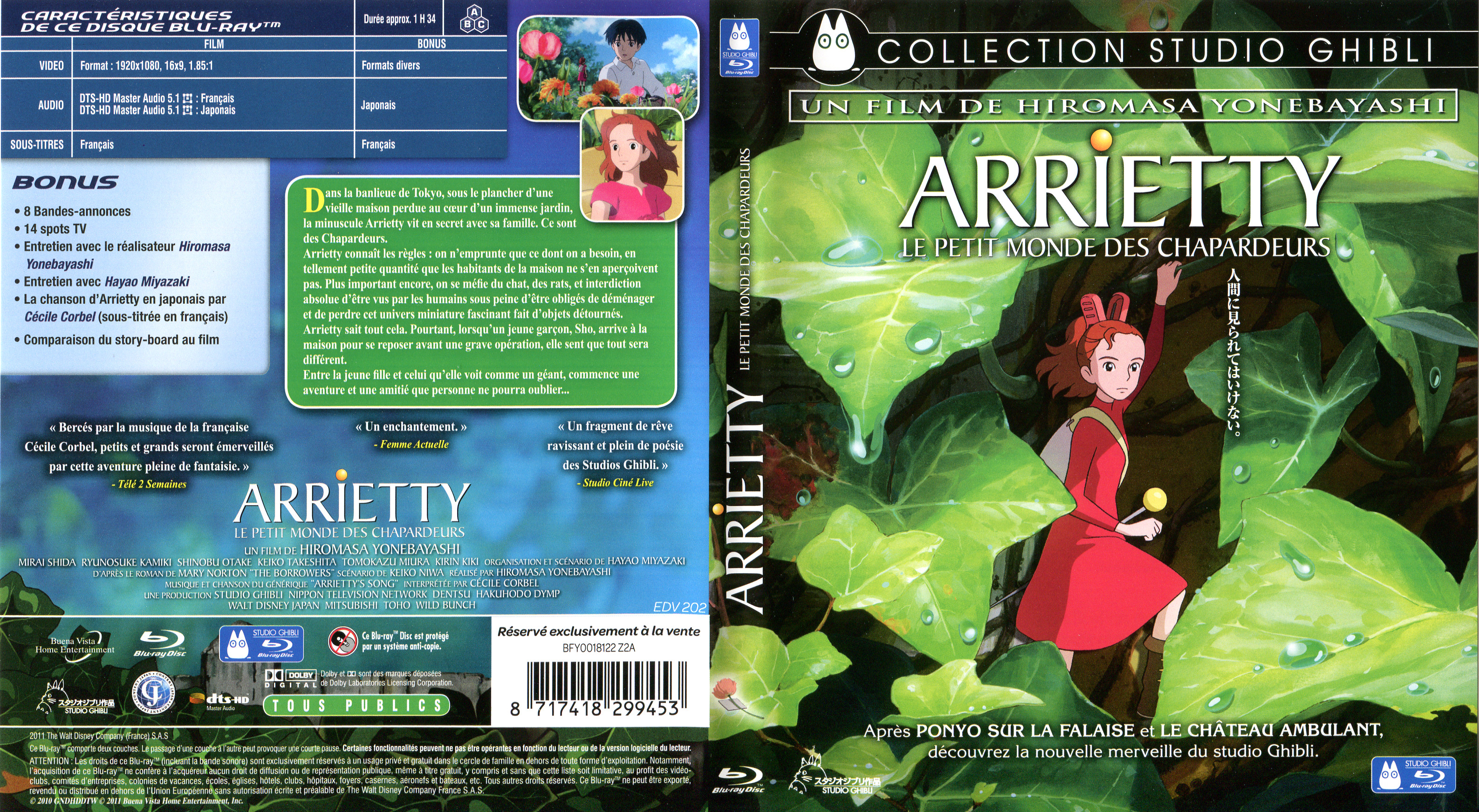Jaquette DVD Arrietty Le petit monde des chapardeurs (BLU-RAY) v2