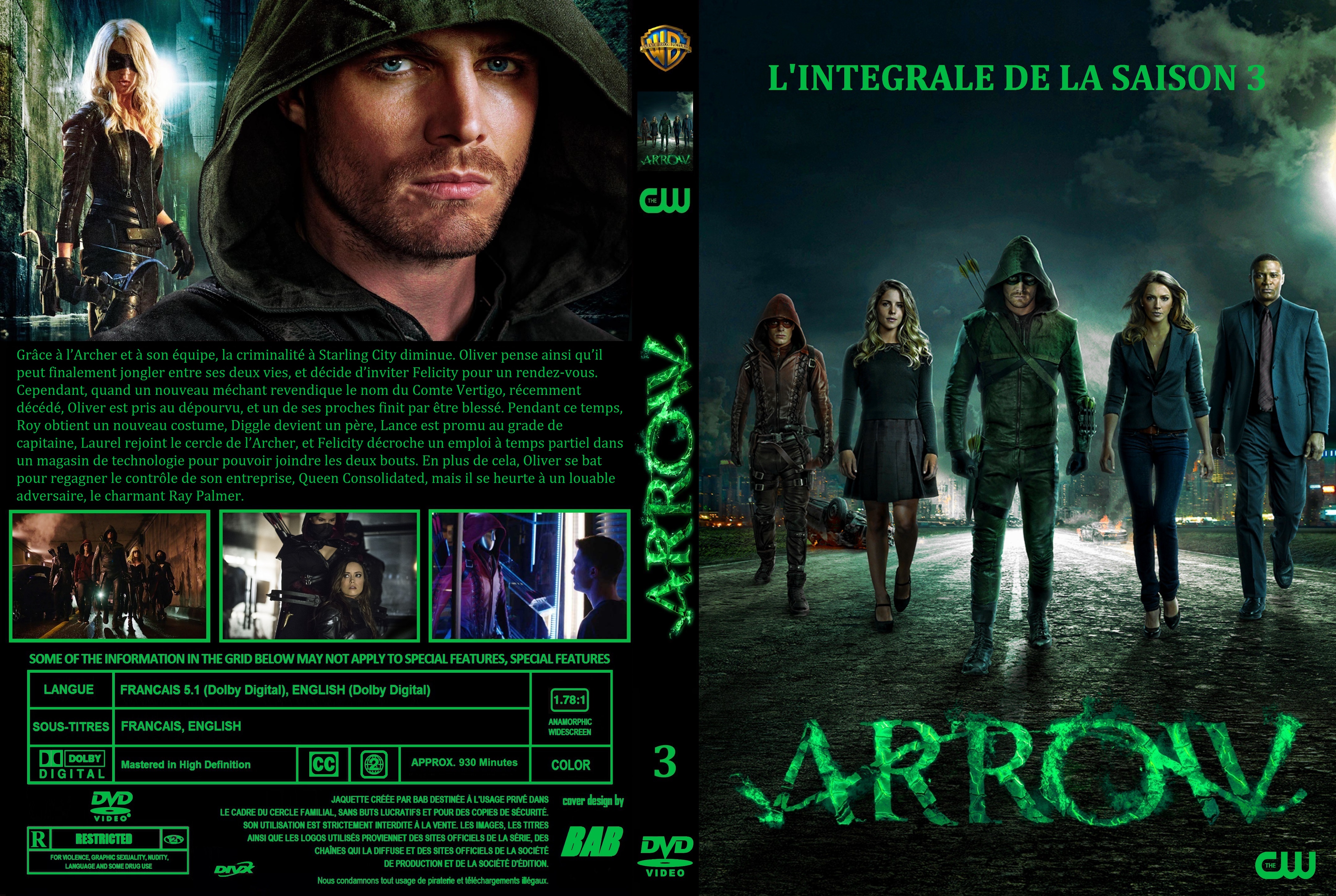 Jaquette DVD Arrow saison 3 custom v2