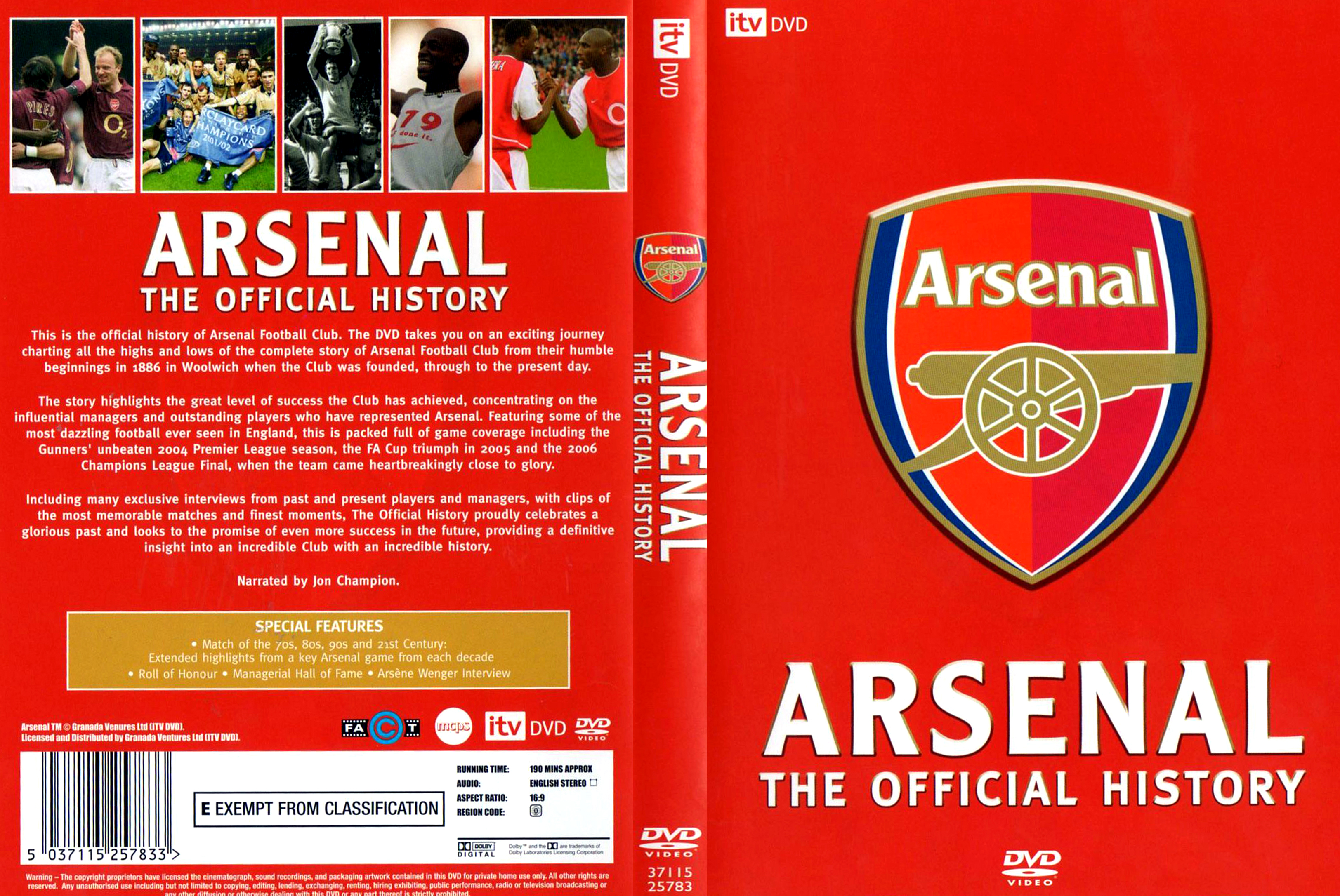 Jaquette DVD Arsenal The official history