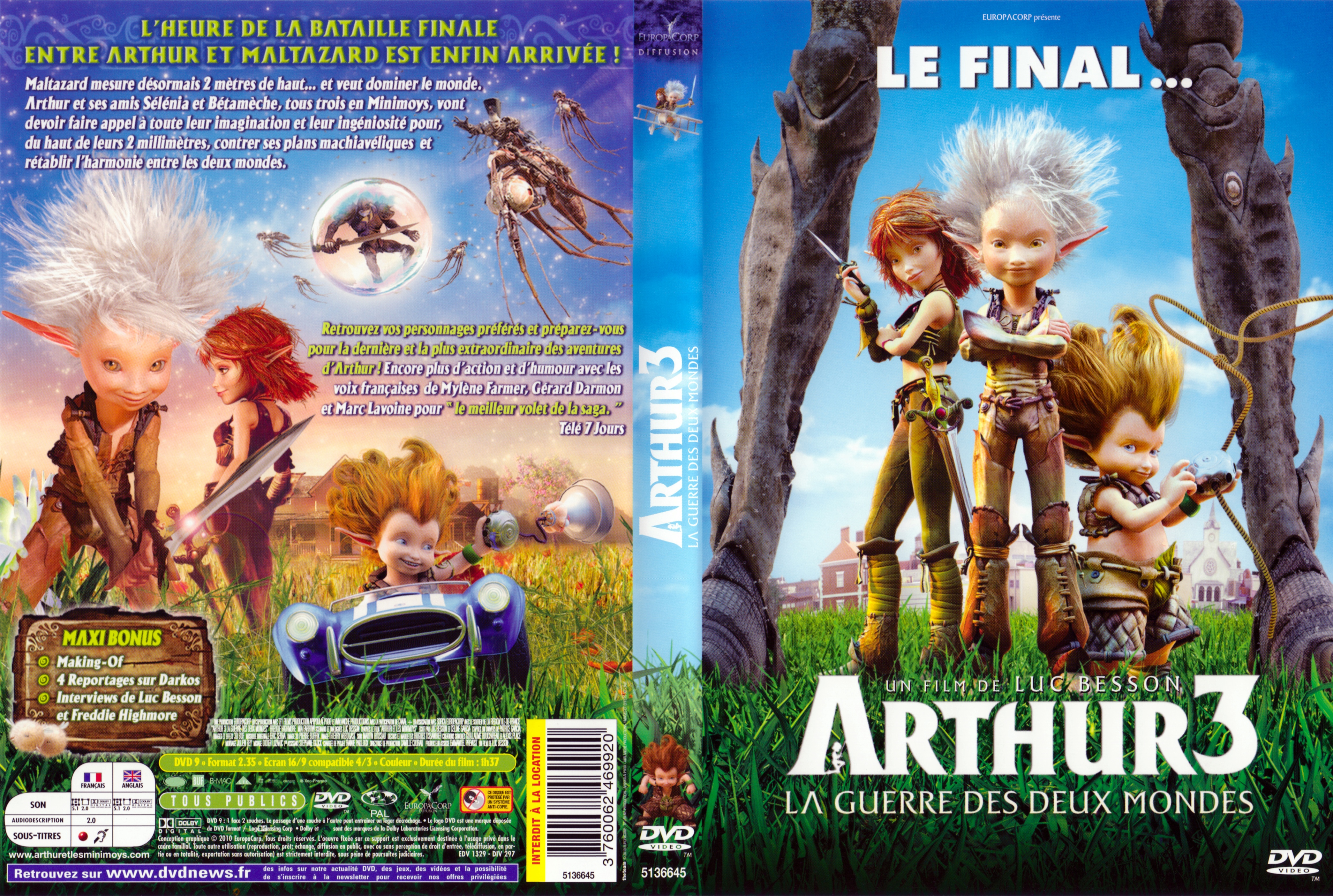 Jaquette DVD Arthur 3 la guerre des deux mondes