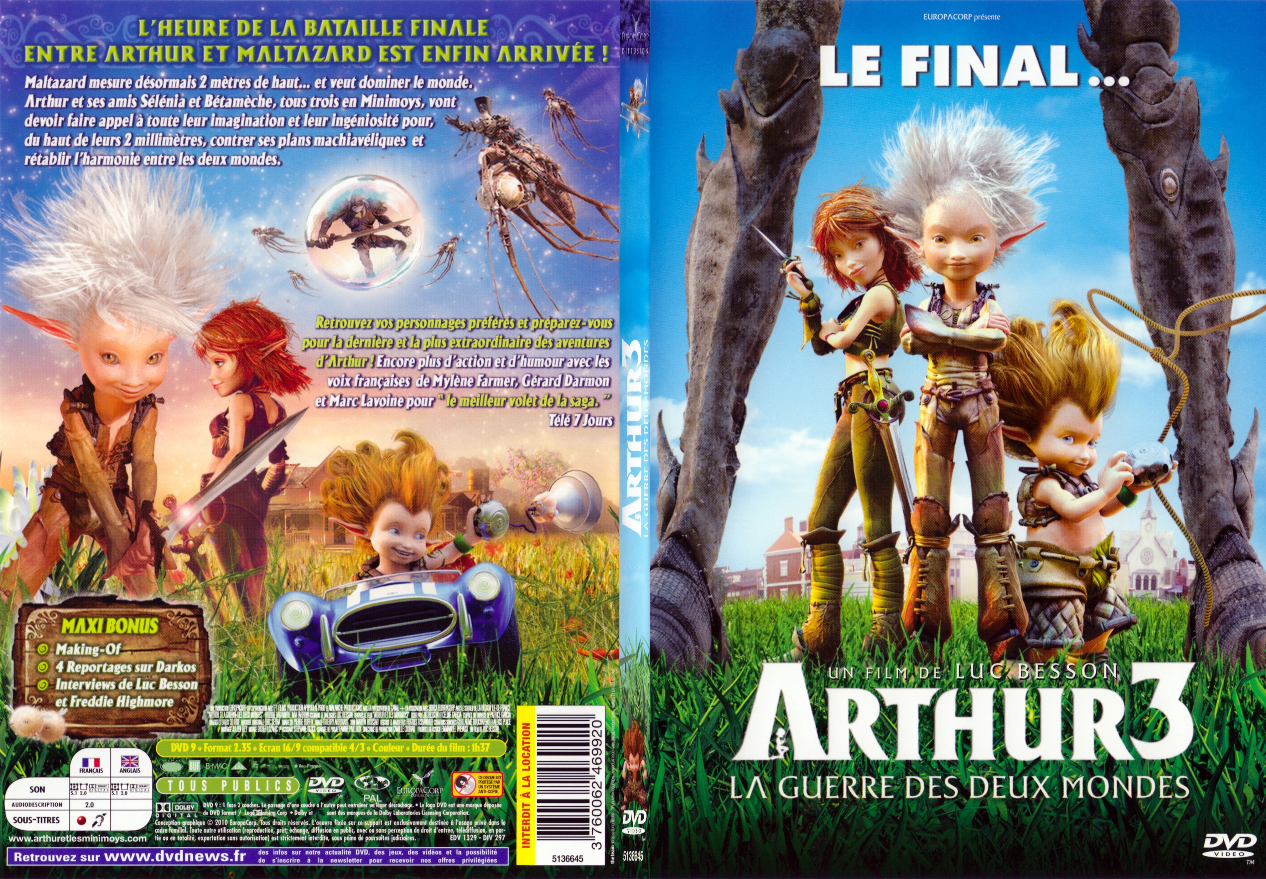 Jaquette DVD Arthur 3 la guerre des deux mondes - SLIM