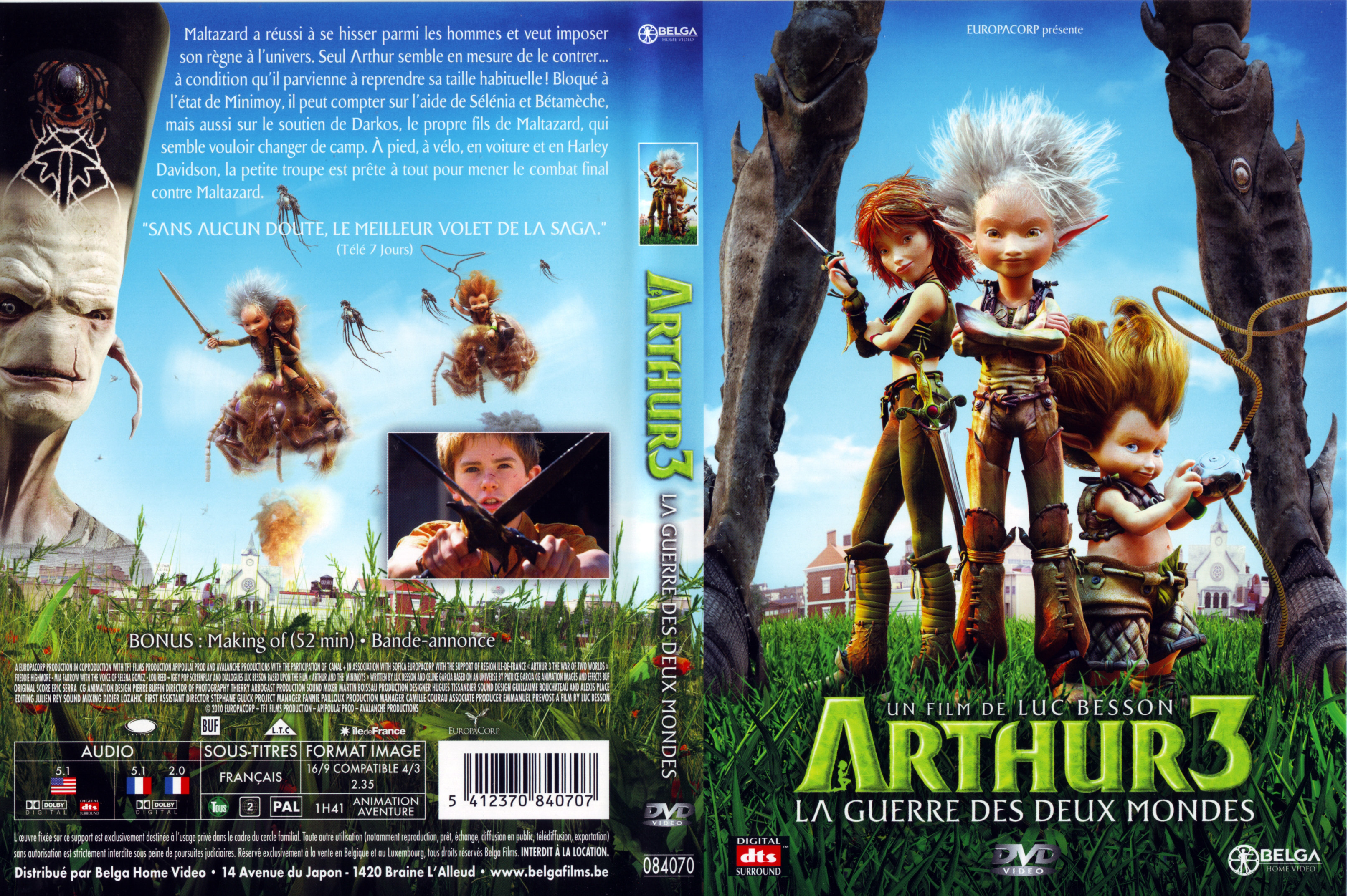 Jaquette DVD Arthur 3 la guerre des deux mondes v2