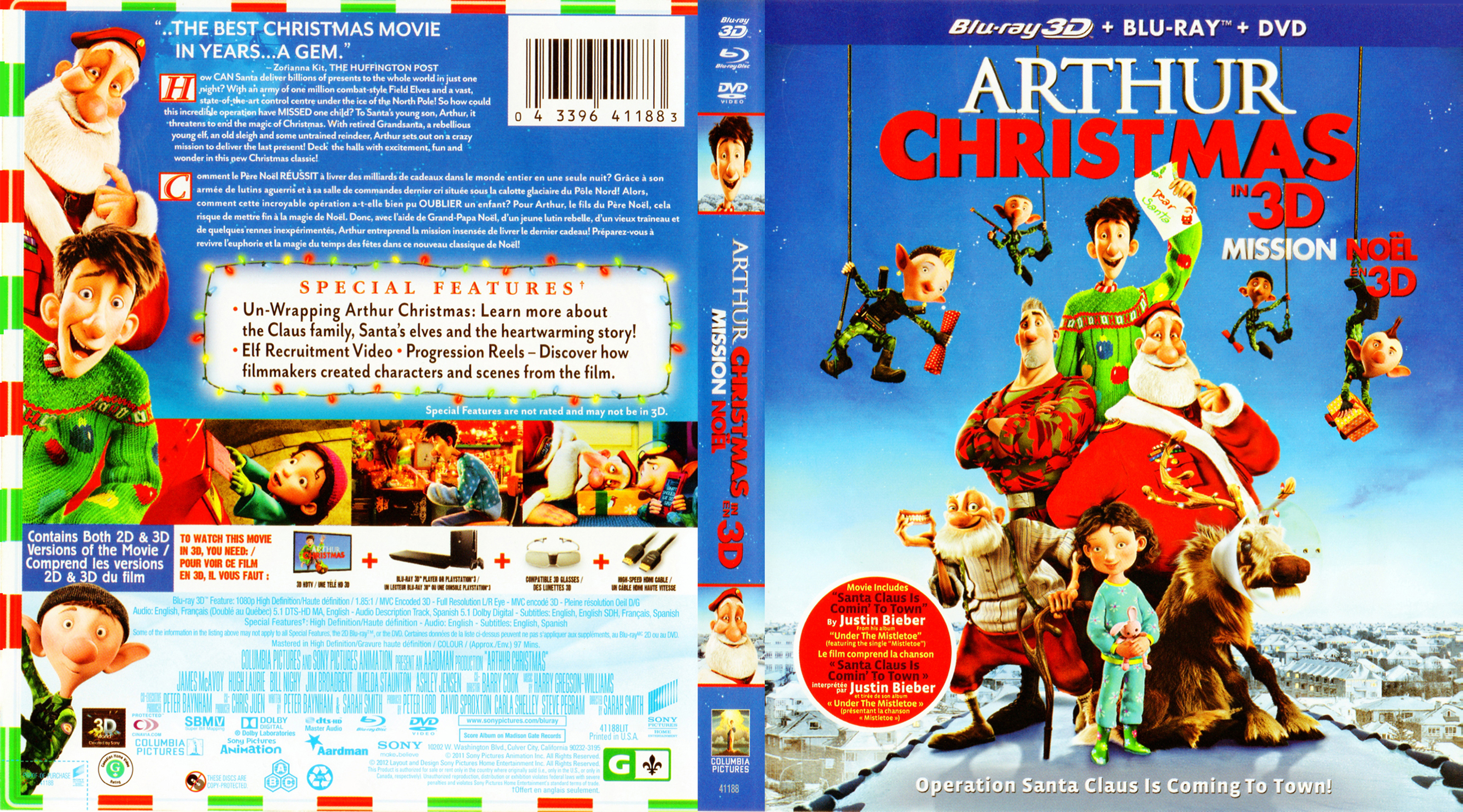 Jaquette DVD Arthur christmas - mission Noel 3D (BLU-RAY)
