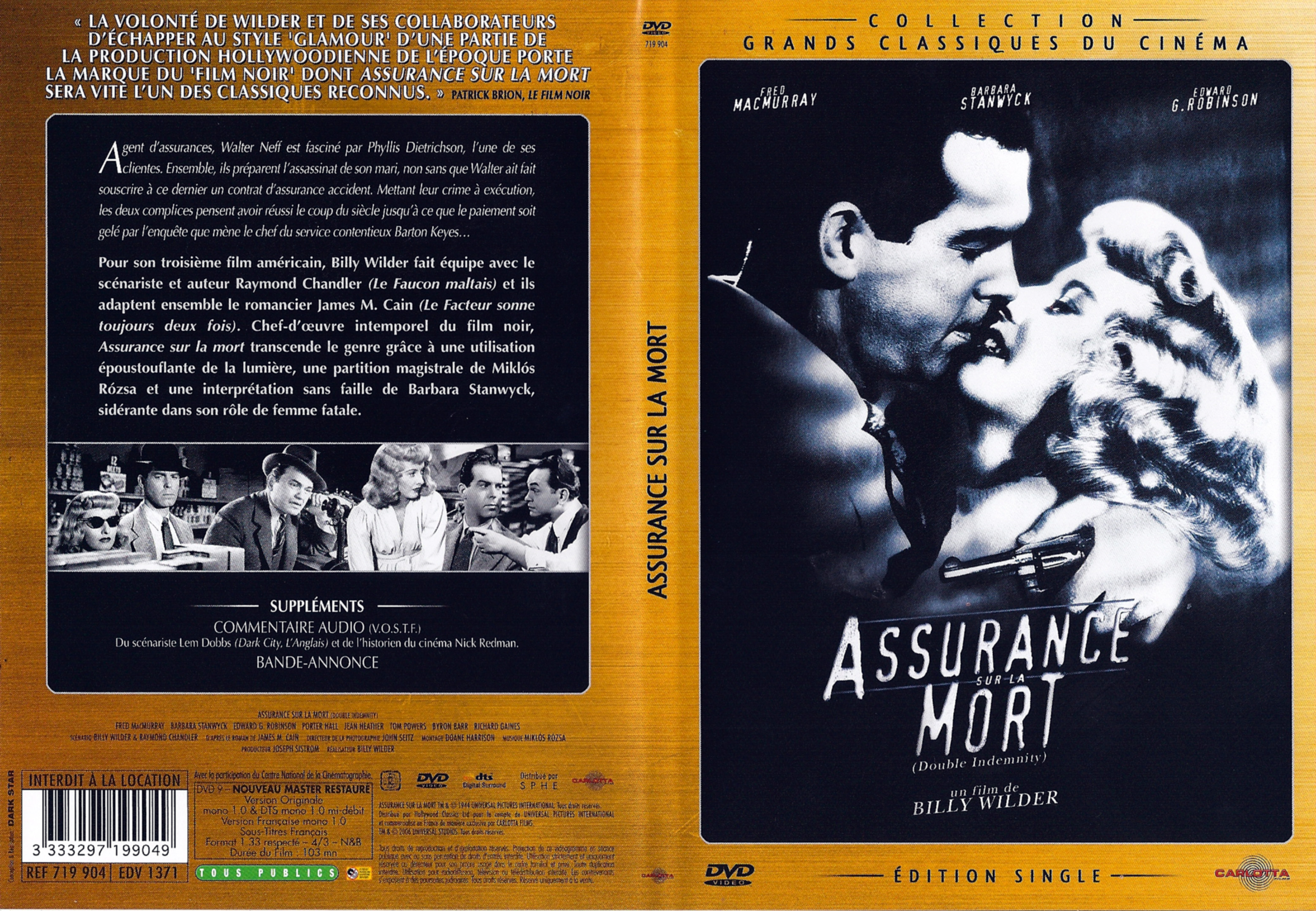 Jaquette DVD Assurance sur la mort v2