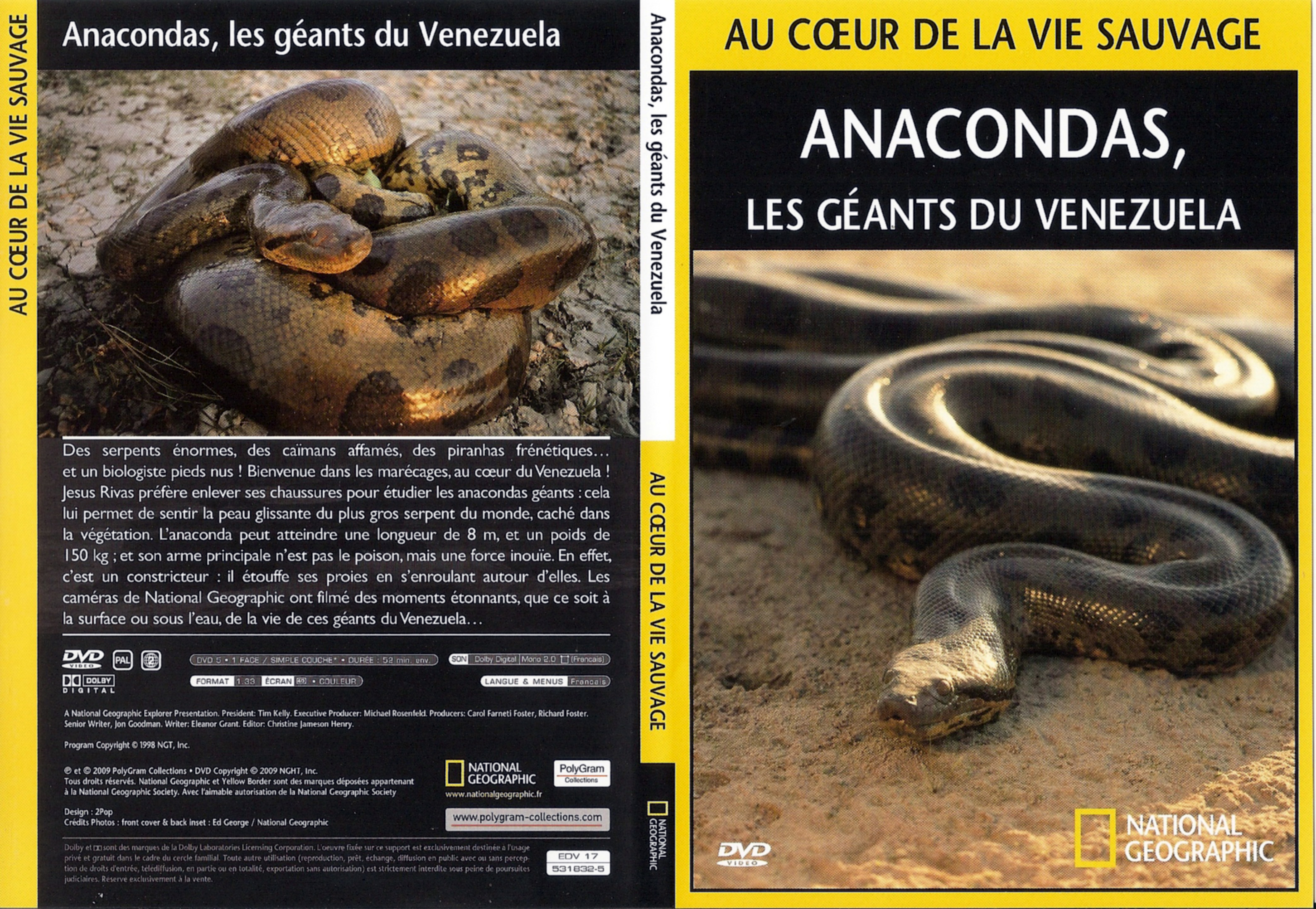 Jaquette DVD Au coeur de la vie sauvage - Anancondas les gants du Venezuela