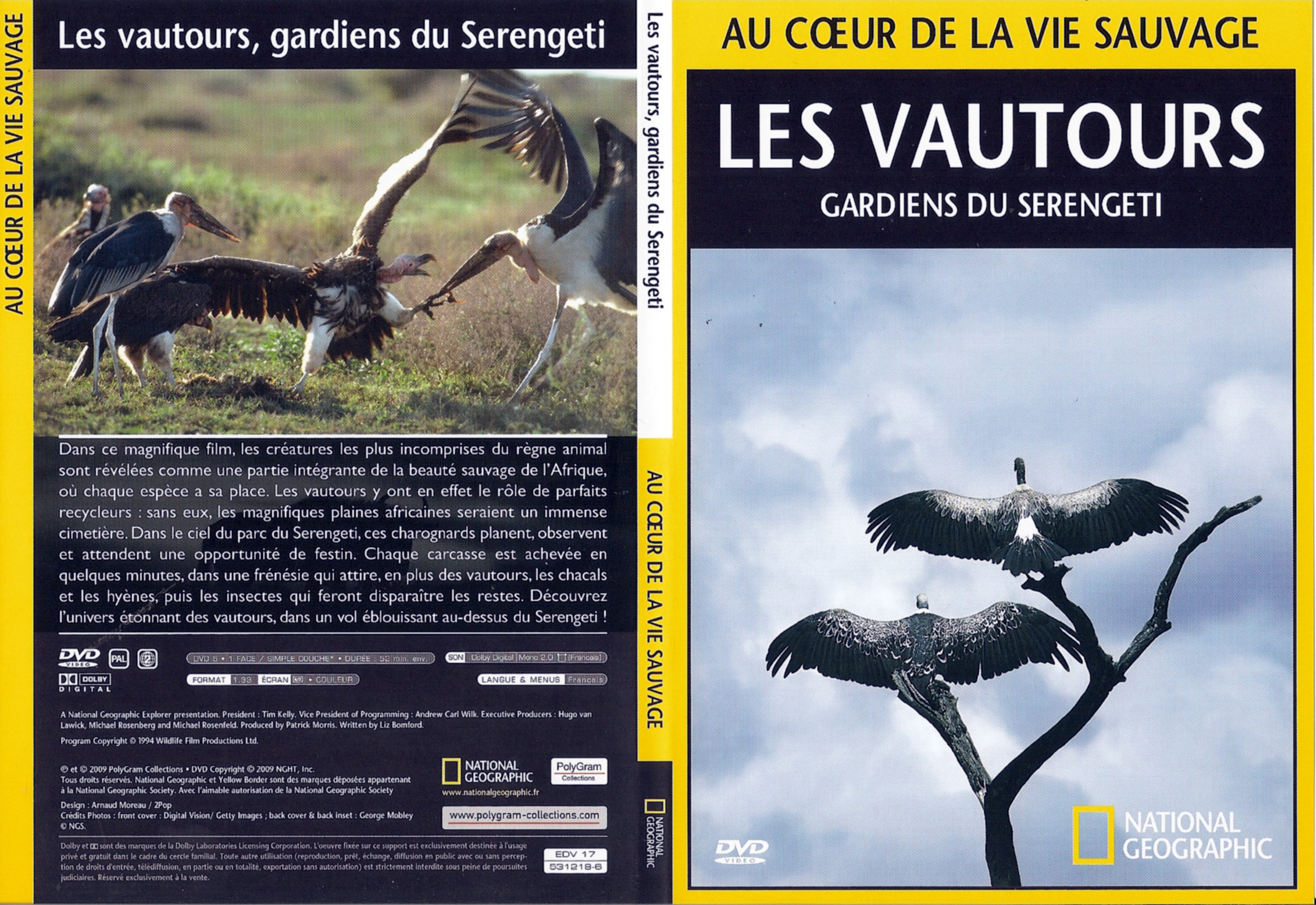 Jaquette DVD Au coeur de la vie sauvage - Les Vautours gardiens du Serengeti