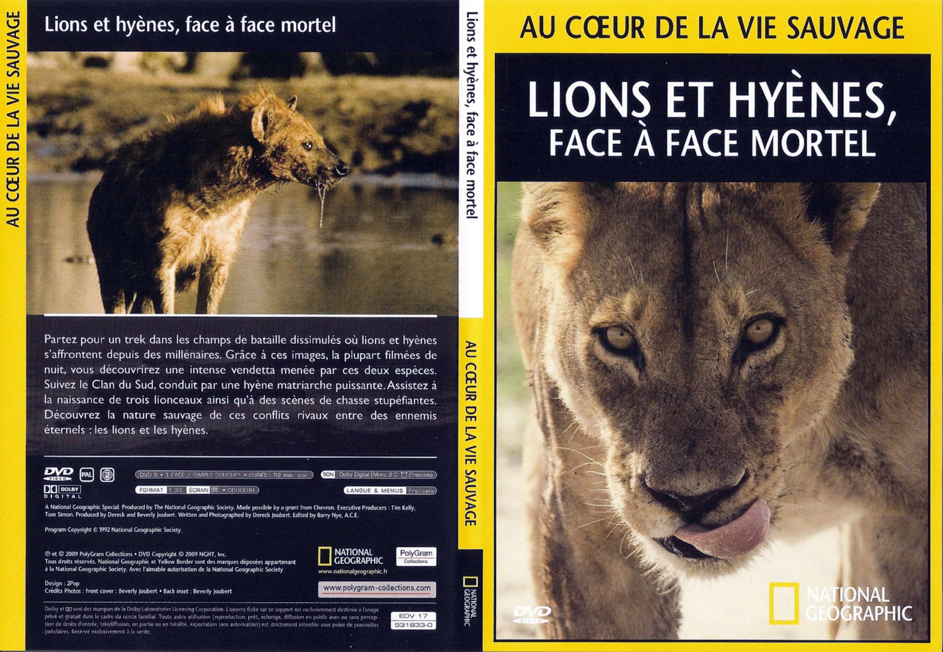 Jaquette DVD Au coeur de la vie sauvage - Lions et Hynes face  face mortel