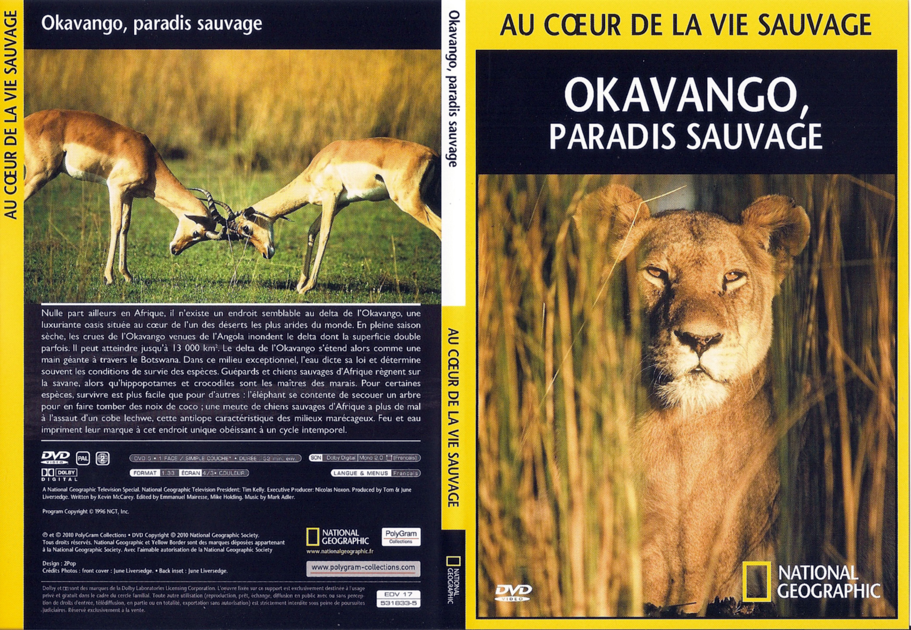 Jaquette DVD Au coeur de la vie sauvage - Okavango paradis sauvage
