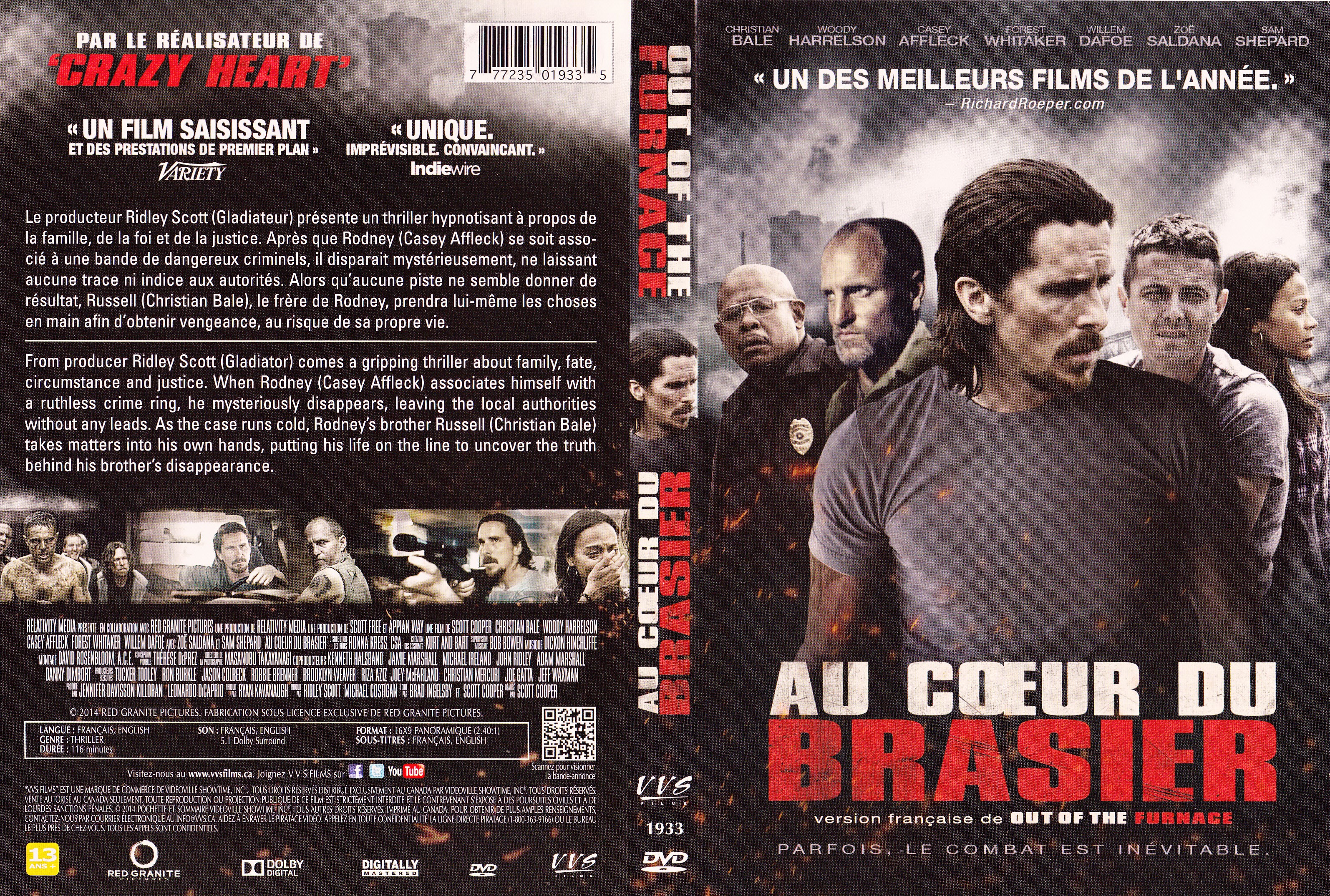 Jaquette DVD Au coeur du brasier - Out of the furnaise (Canadienne)