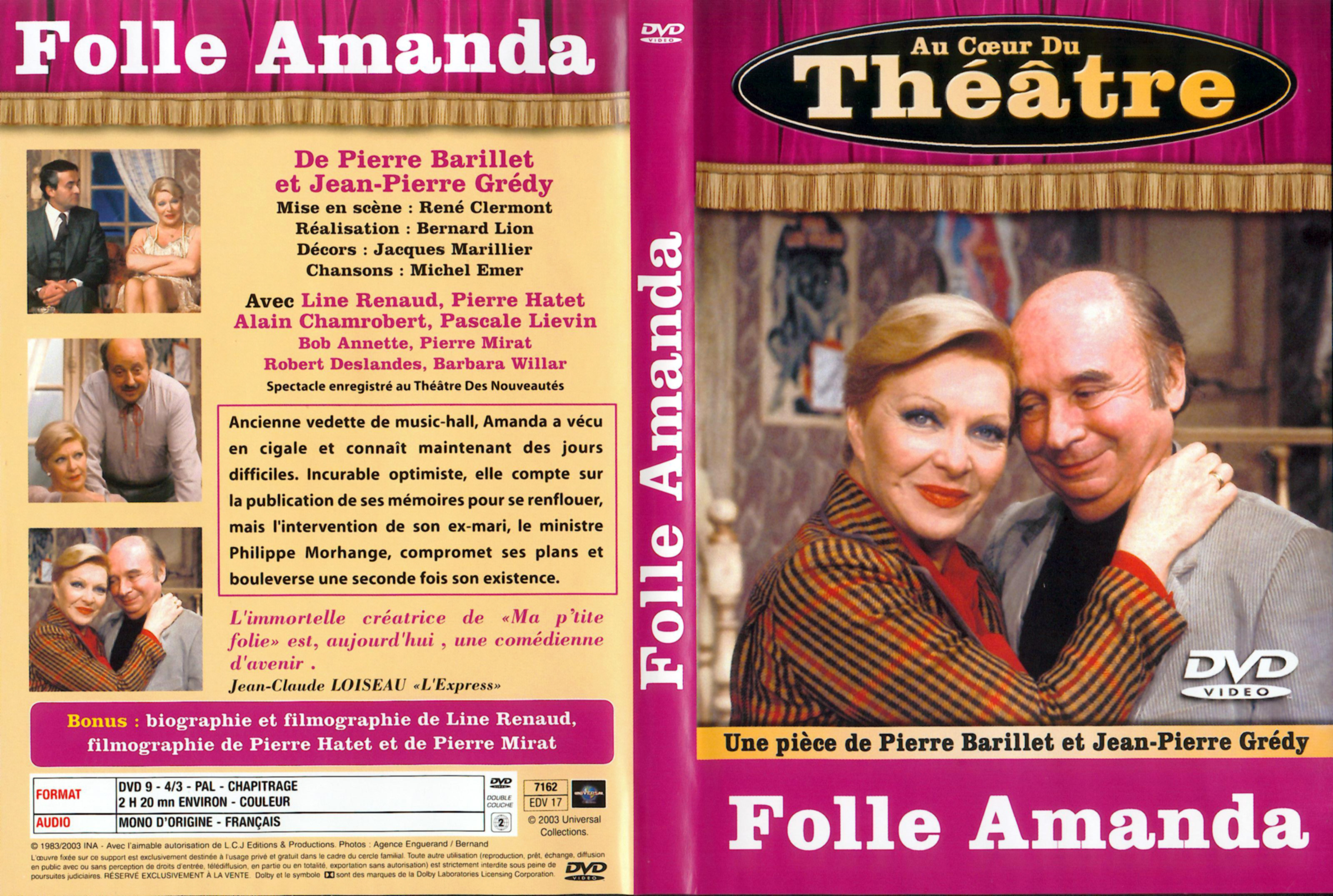 Jaquette DVD Au coeur du thatre - Folle Amanda