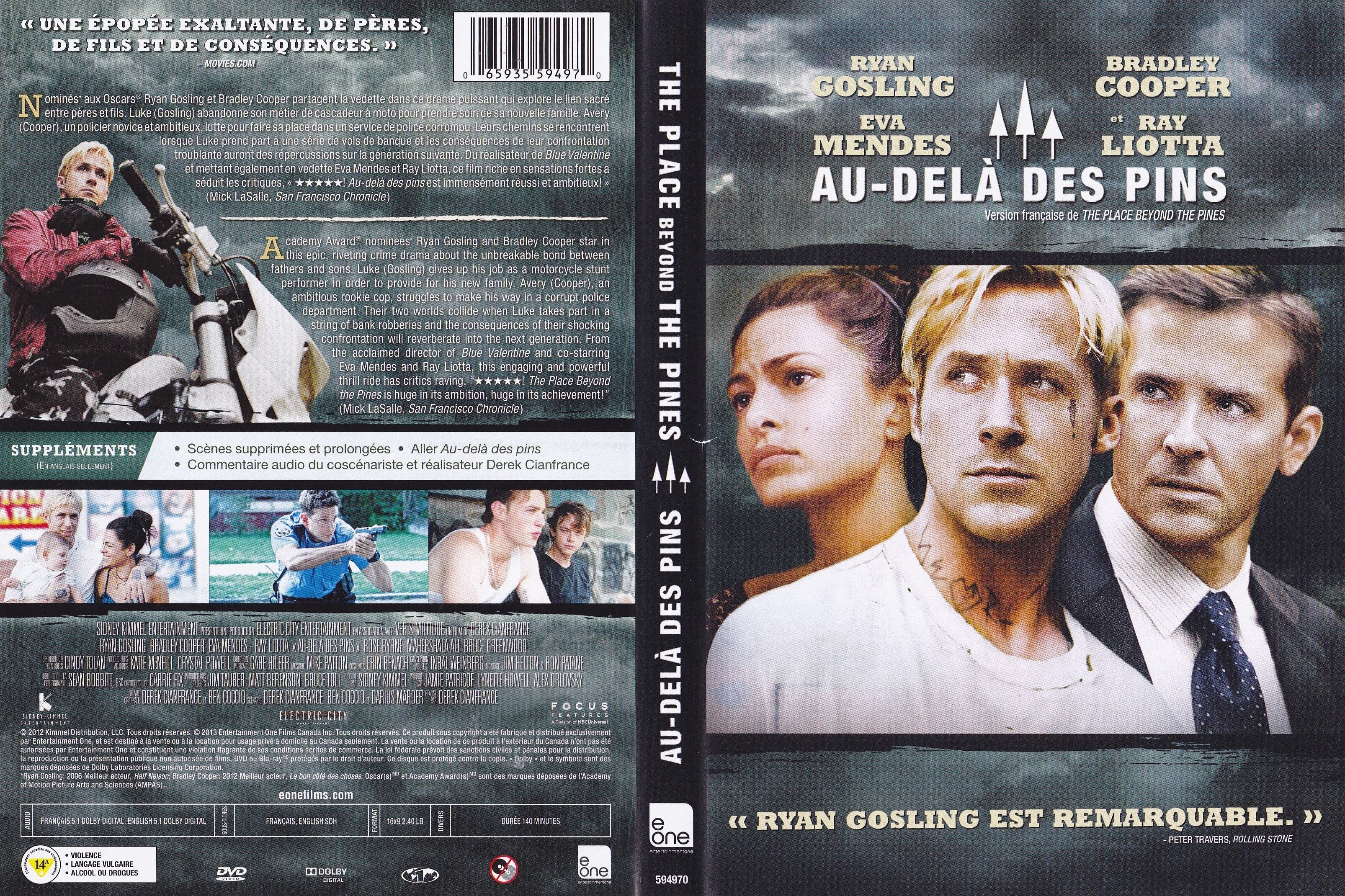 Jaquette DVD Au-del des pins - The place beyond the pines (Canadienne)