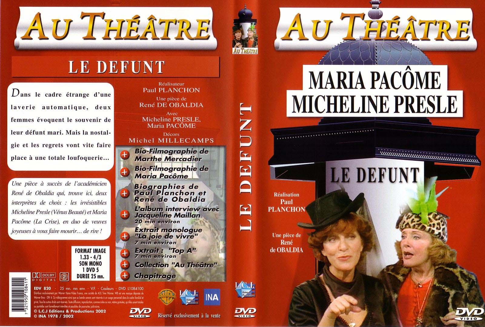 Jaquette DVD Au theatre - le defunt