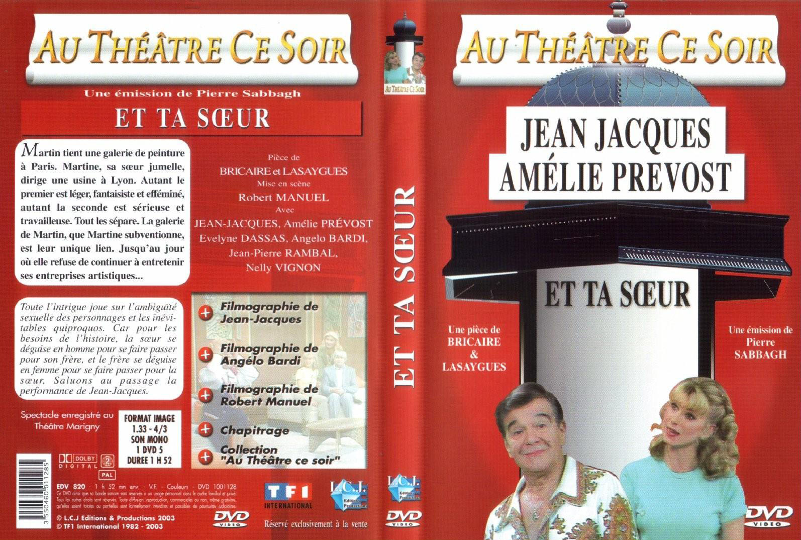 Jaquette DVD Au theatre ce soir - Et ta soeur