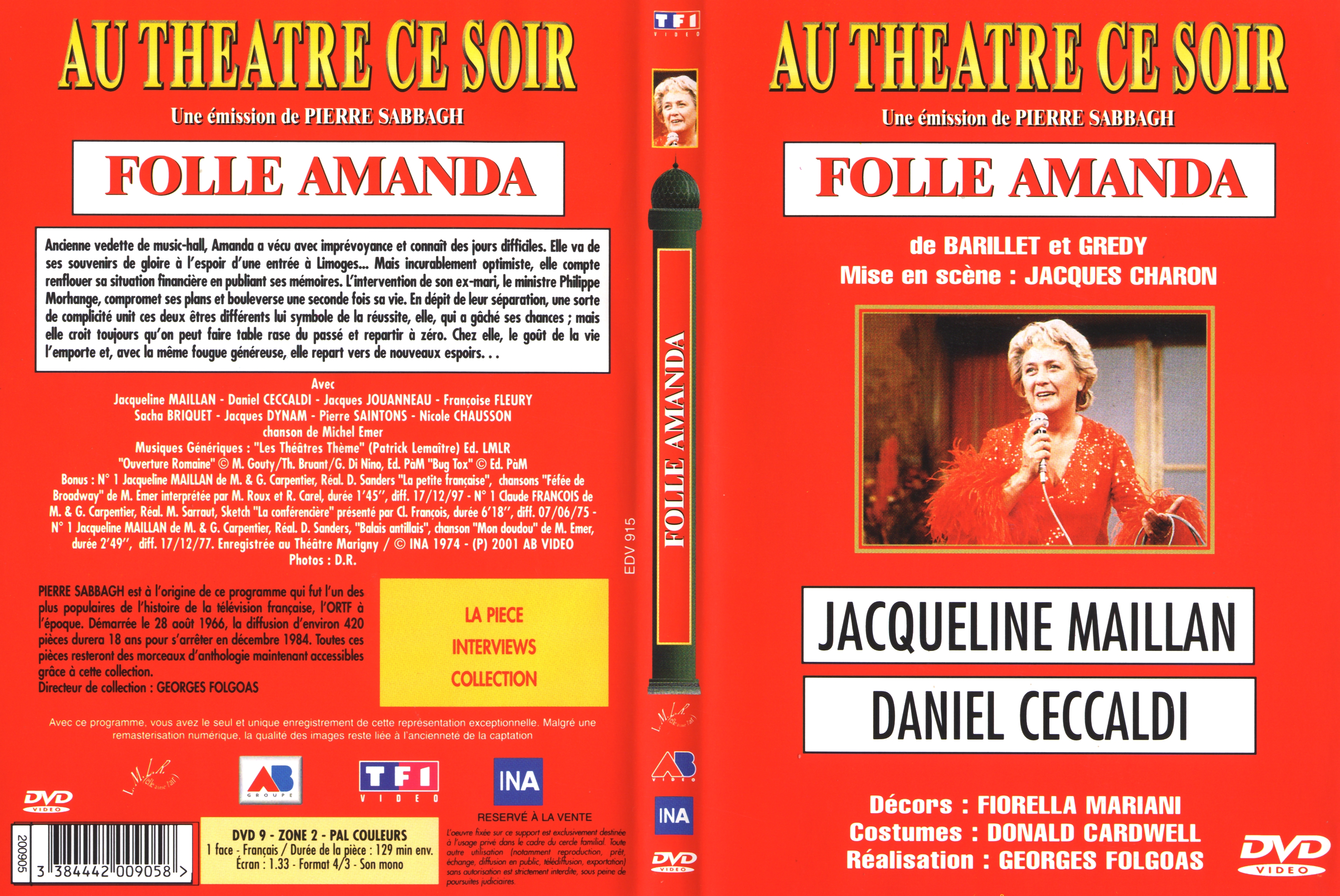 Jaquette DVD Au theatre ce soir - Folle Amanda