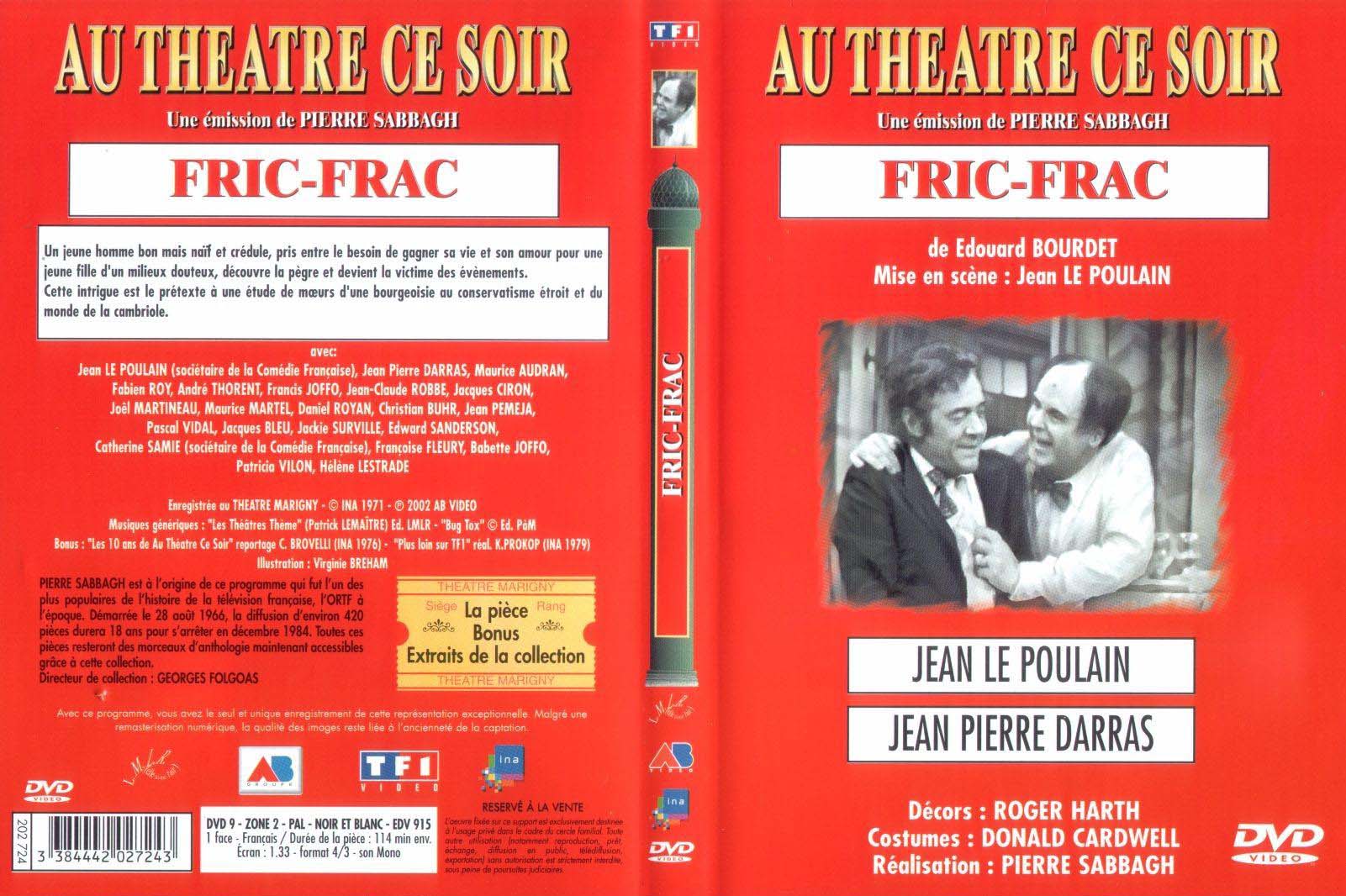 Jaquette DVD Au theatre ce soir - Fric frac