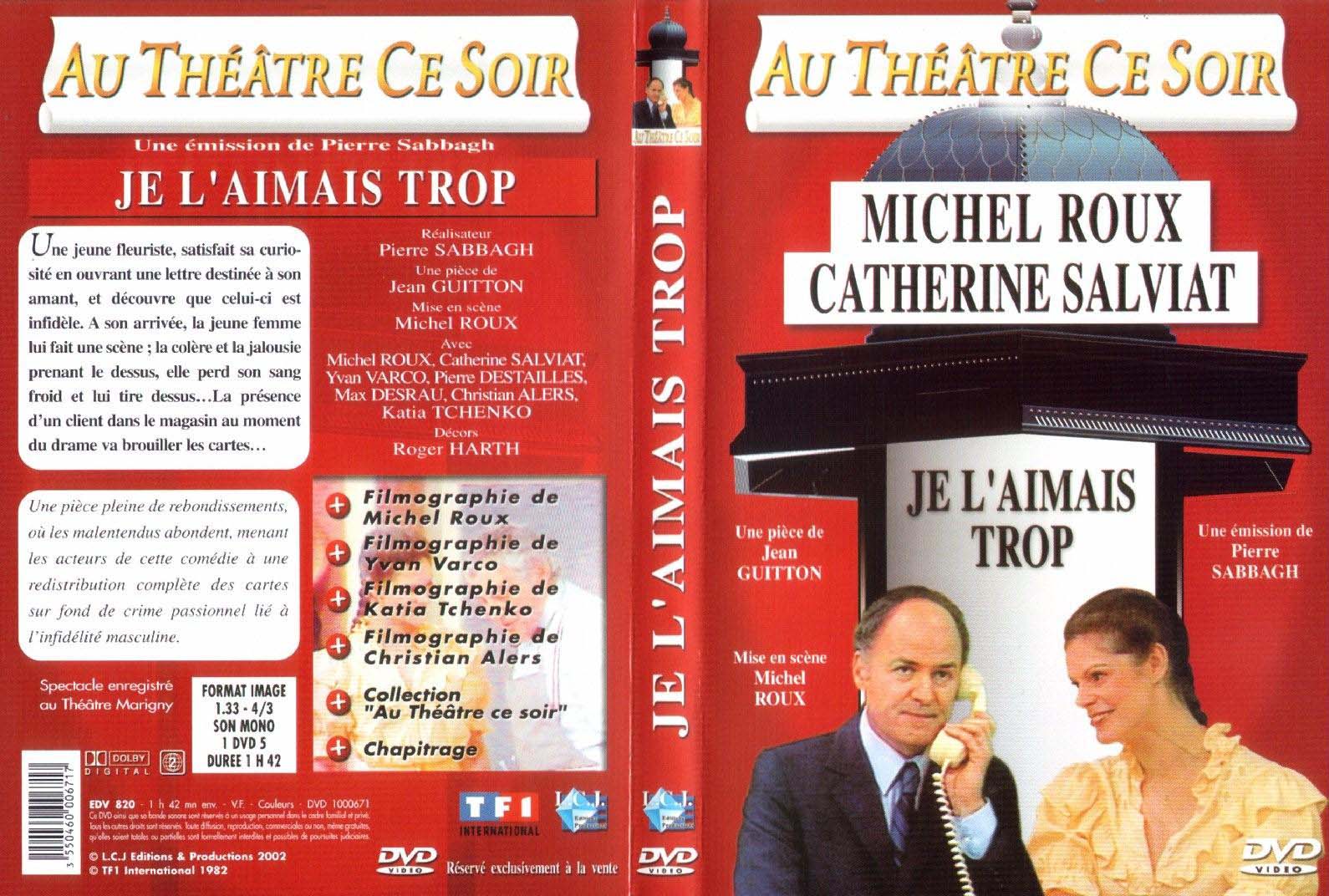 Jaquette DVD Au theatre ce soir - Je l